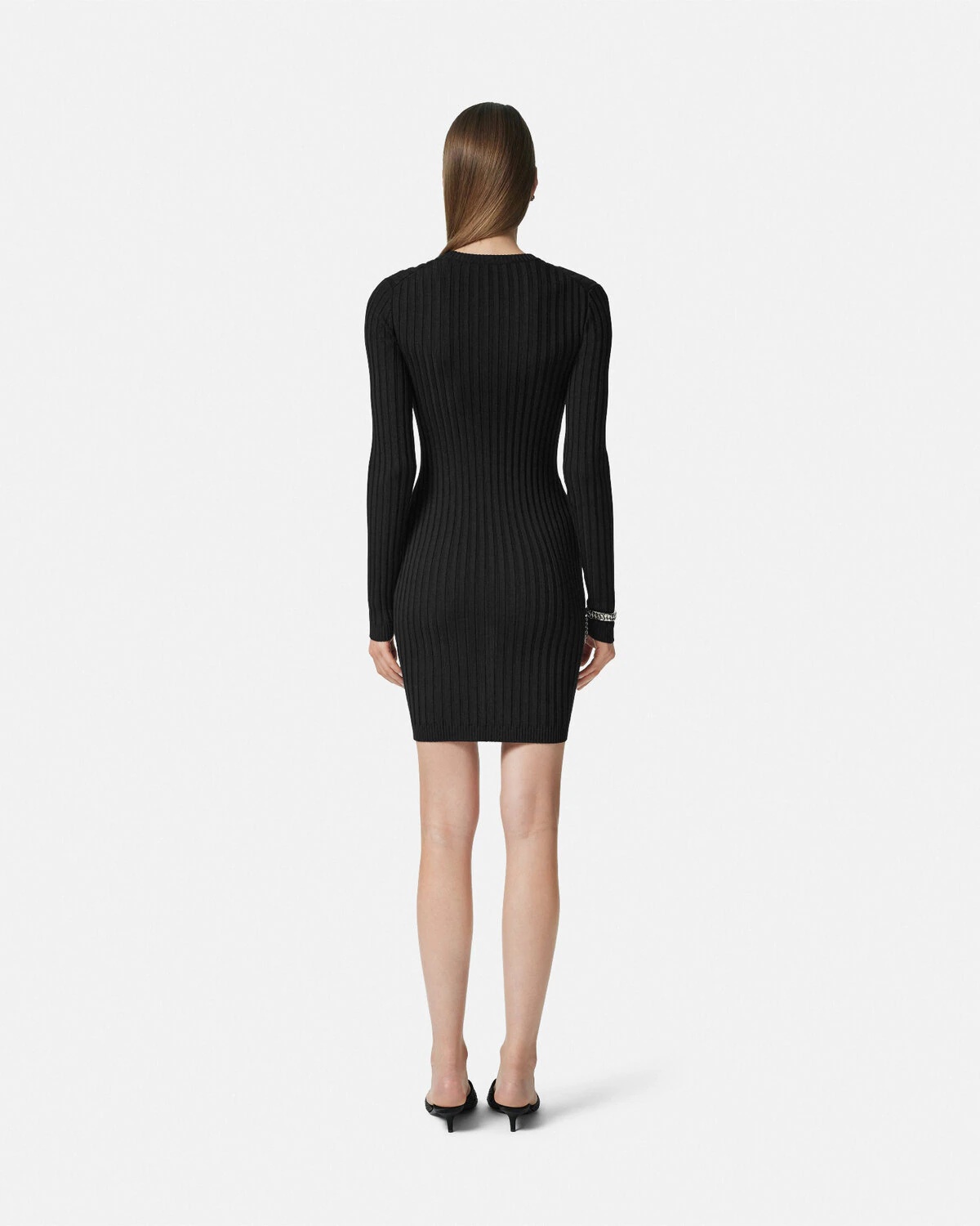 Safety Pin Ribbed-Knit Mini Dress - 5