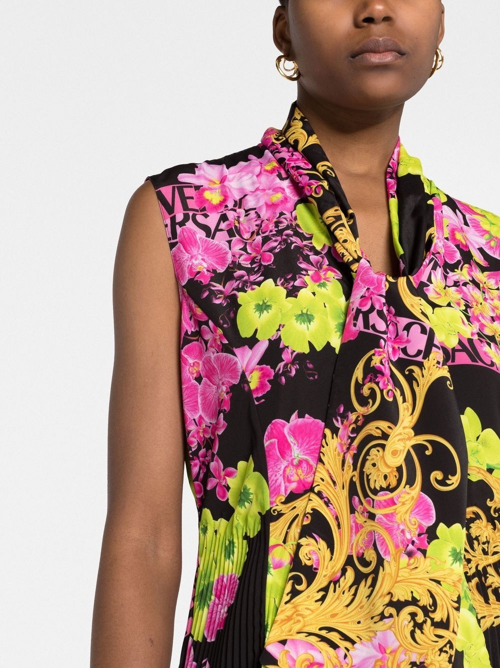 Logo Orchid-print midi dress - 5