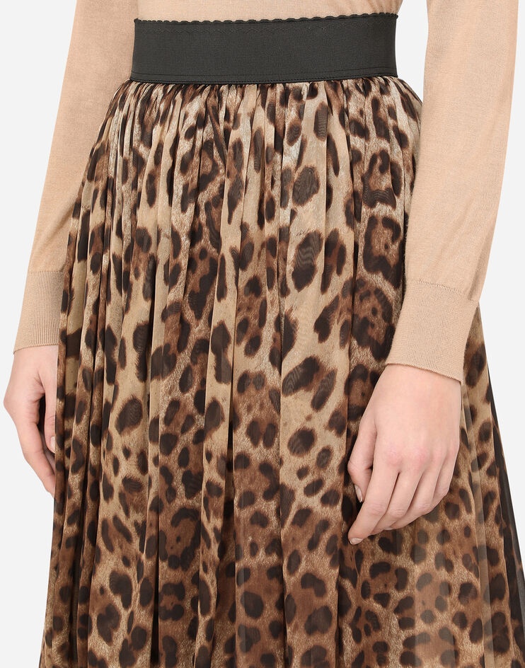 Leopard-print chiffon midi skirt - 5