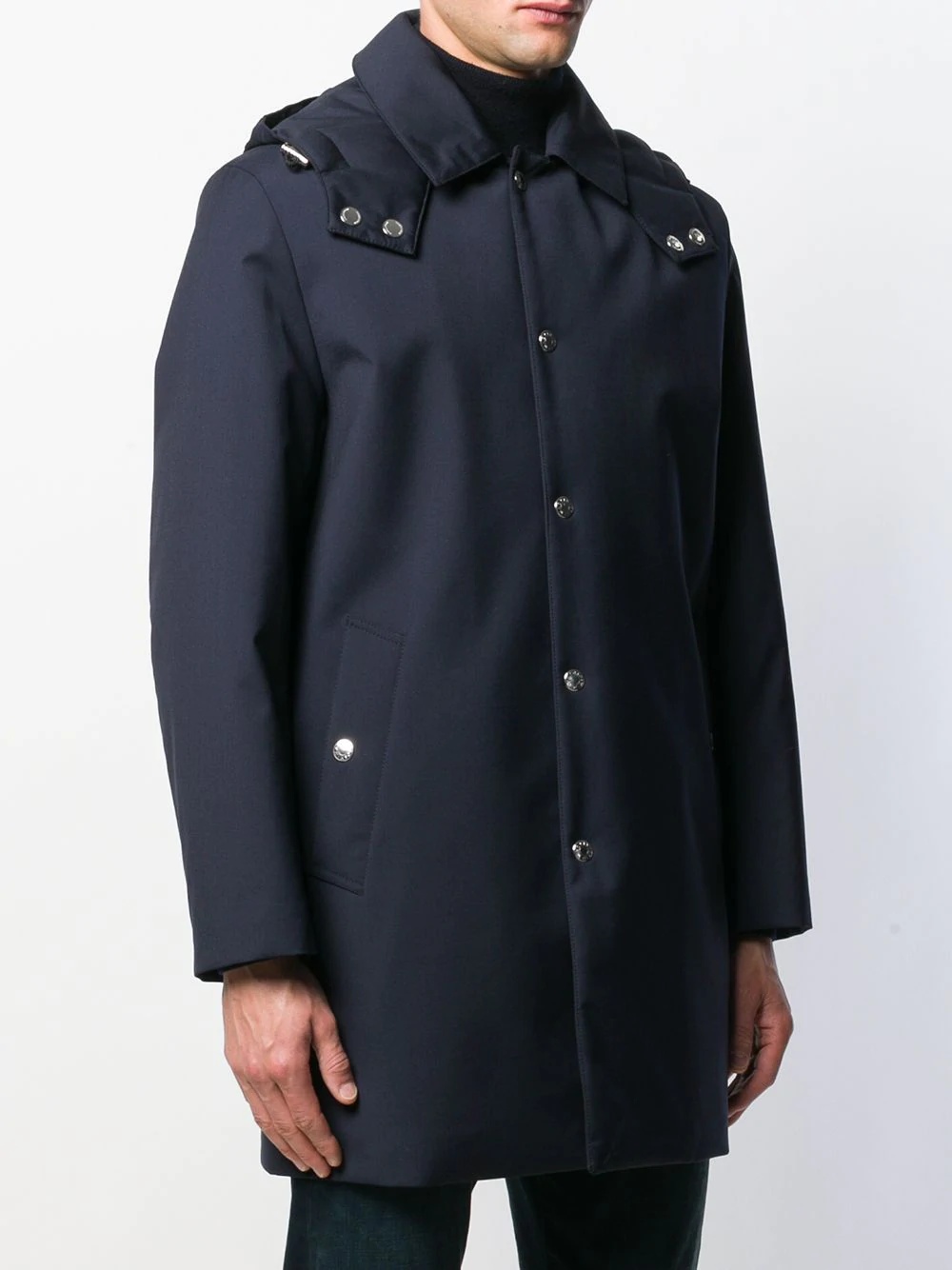 hooded mid-length coat - 3