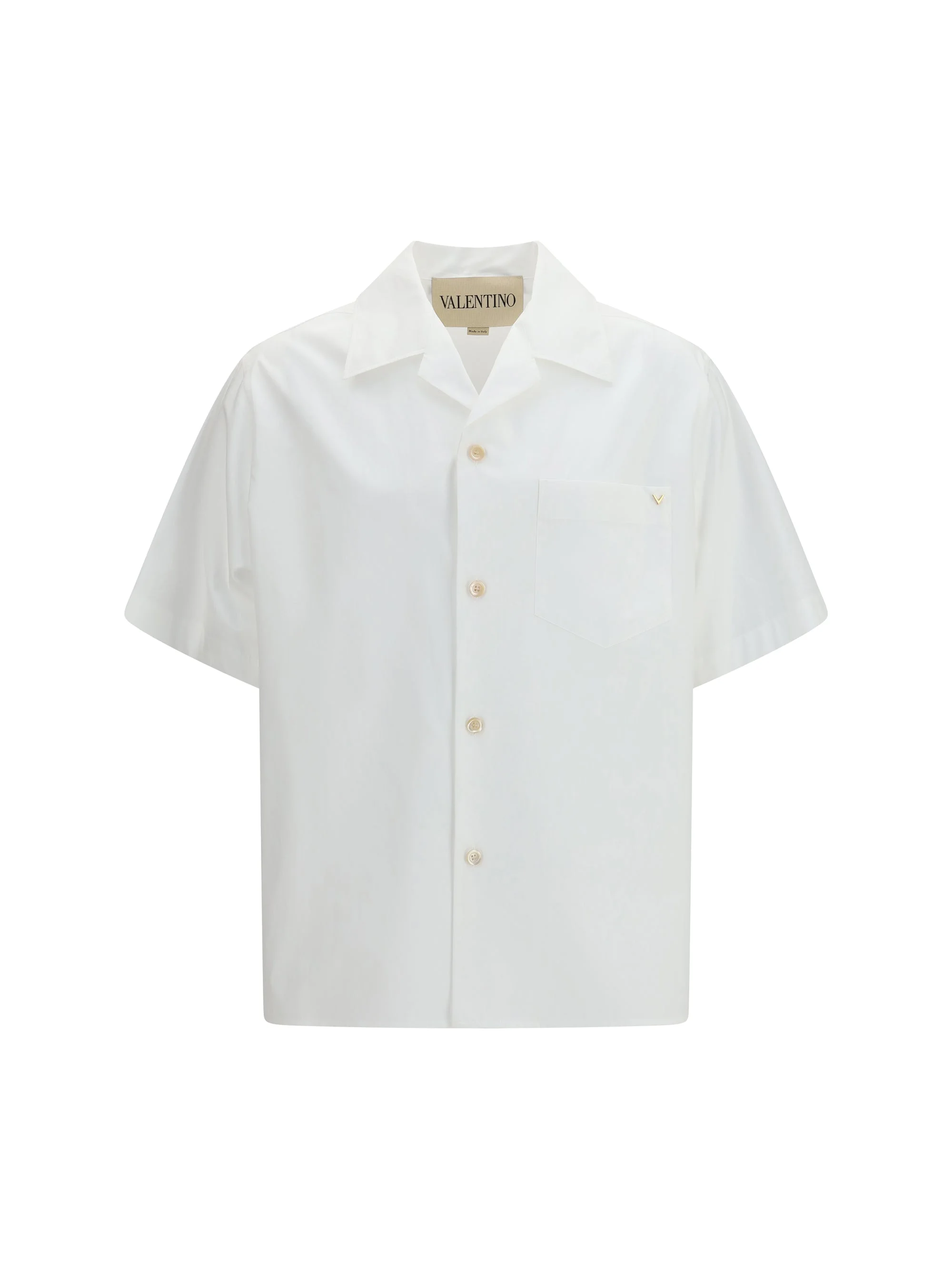 Valentino Cotton Poplin Bowling Shirt — White - 1