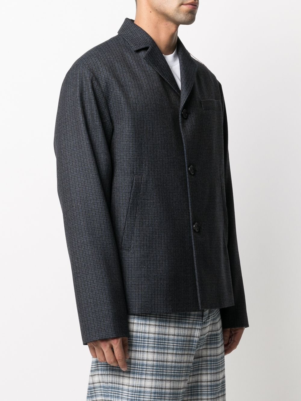 check-pattern single-breasted blazer - 3