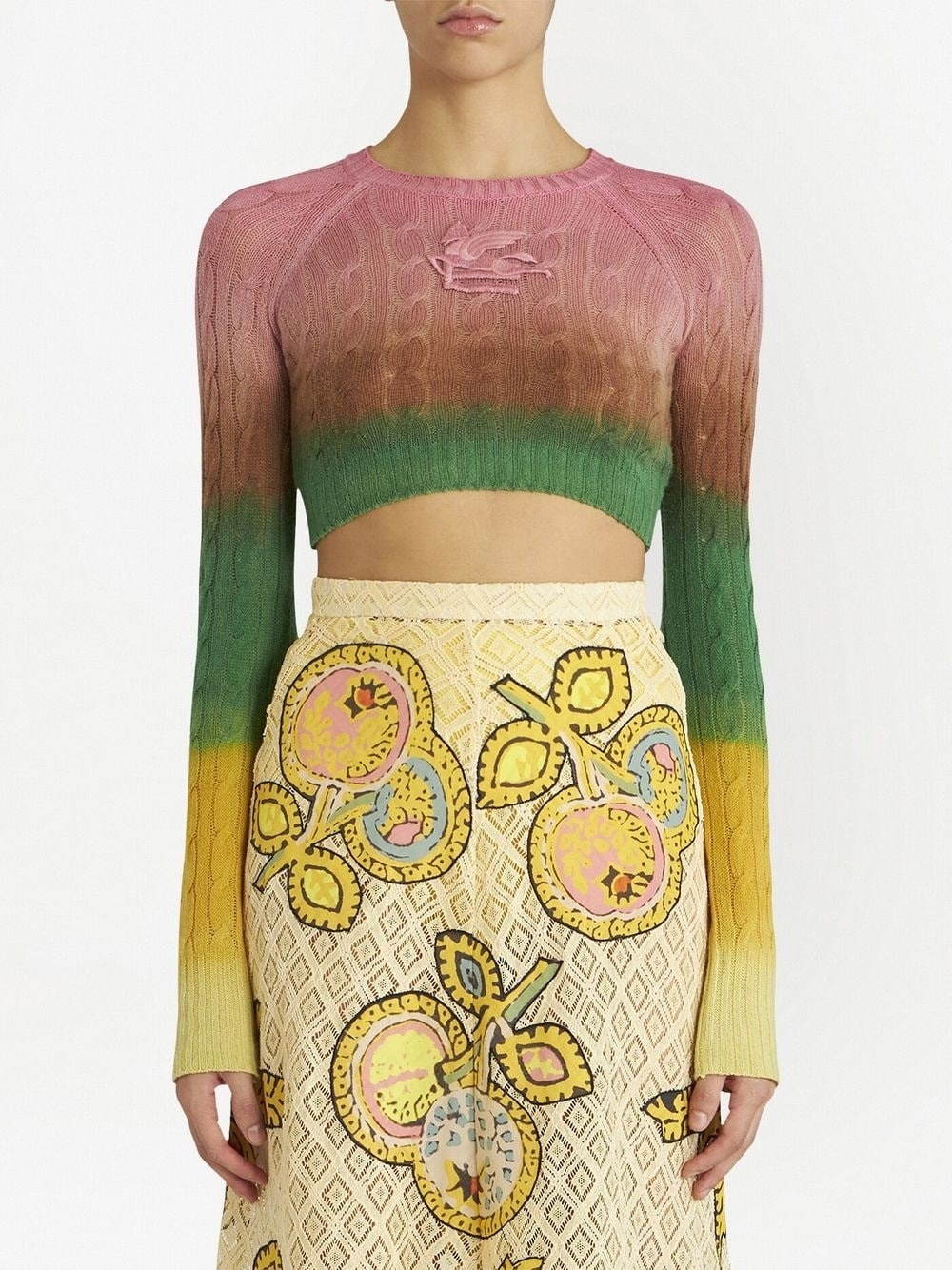 gradient cable-knit cropped jumper - 3