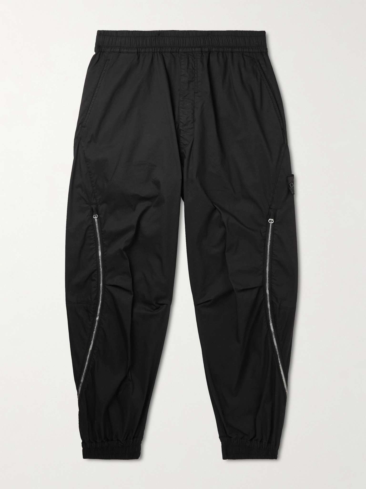 Tapered Logo-Appliquéd Zip-Detailed Cotton-Blend Twill Trousers - 1