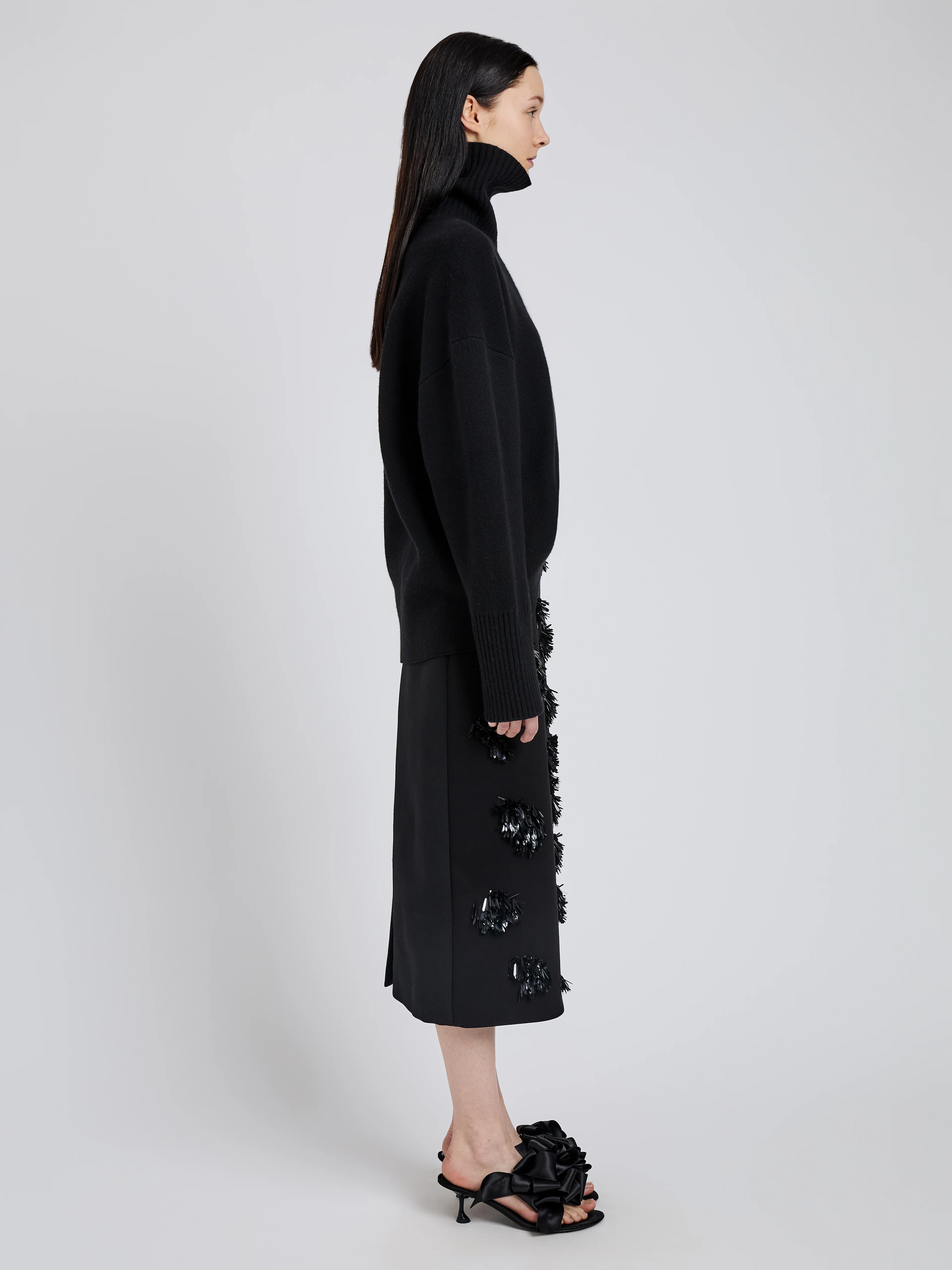 Moira Skirt in Embroidered Compact Crepe - 3