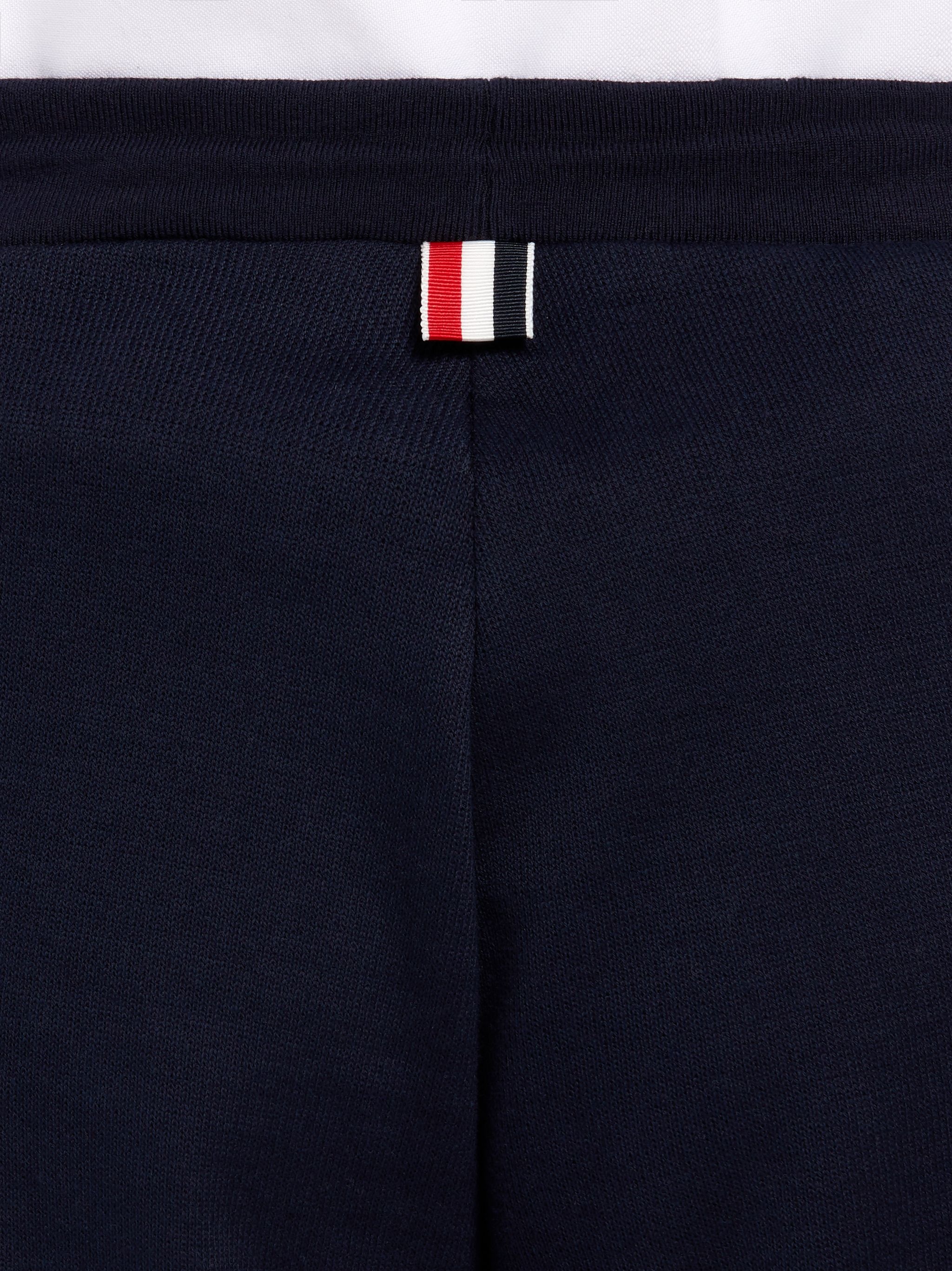 Navy Double Face Cotton Knit 4-Bar Stripe Sweat Shorts - 6
