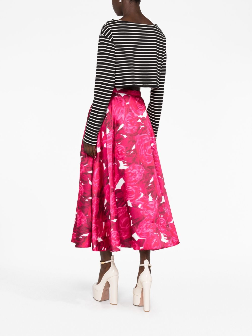 blurred rose-print skirt - 6
