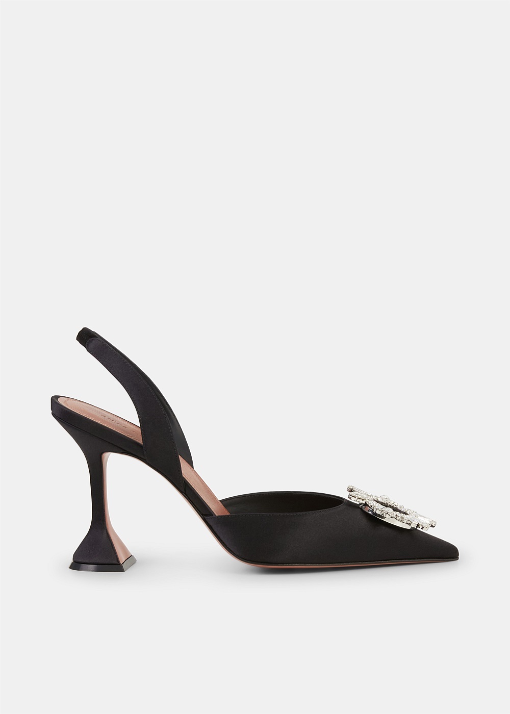 Black Satin Begum Slingback Pumps - 1