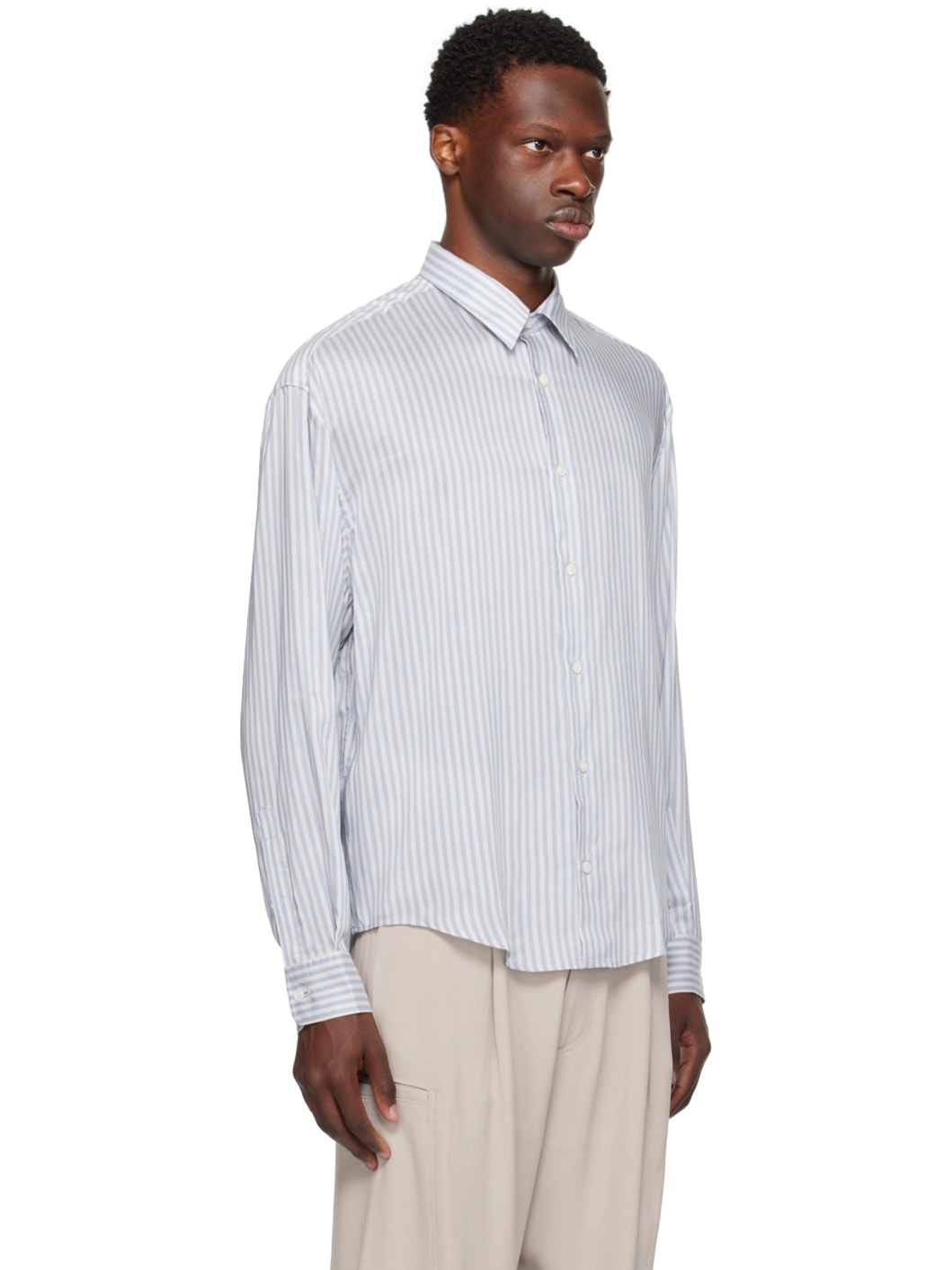 Off-White & Blue Boxy Shirt - 2