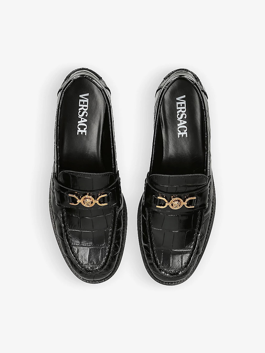 Medusa croc-embossed leather loafers - 2