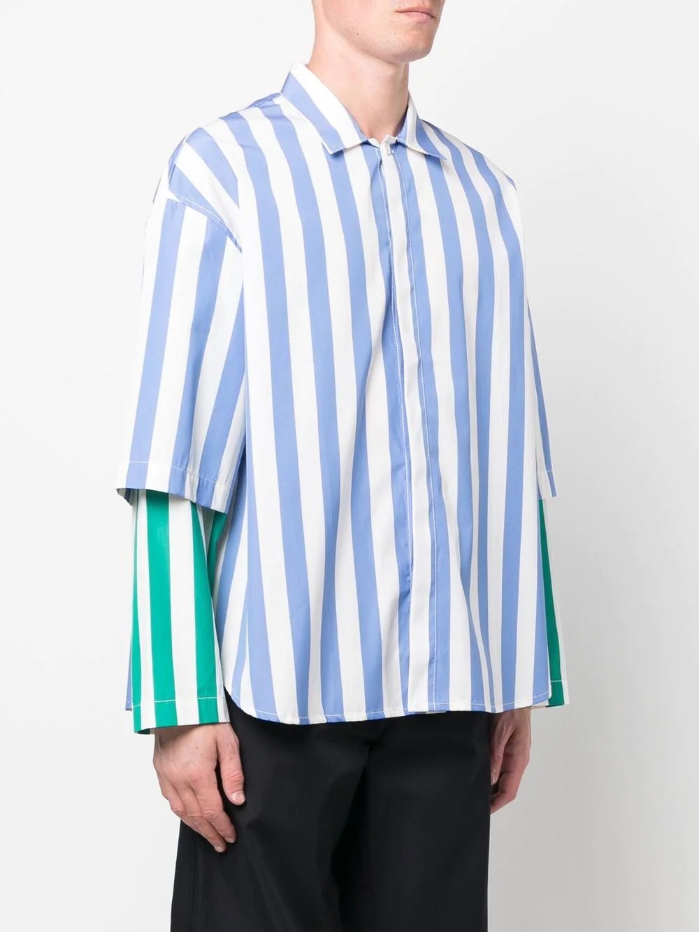 striped layered cotton shirt - 3