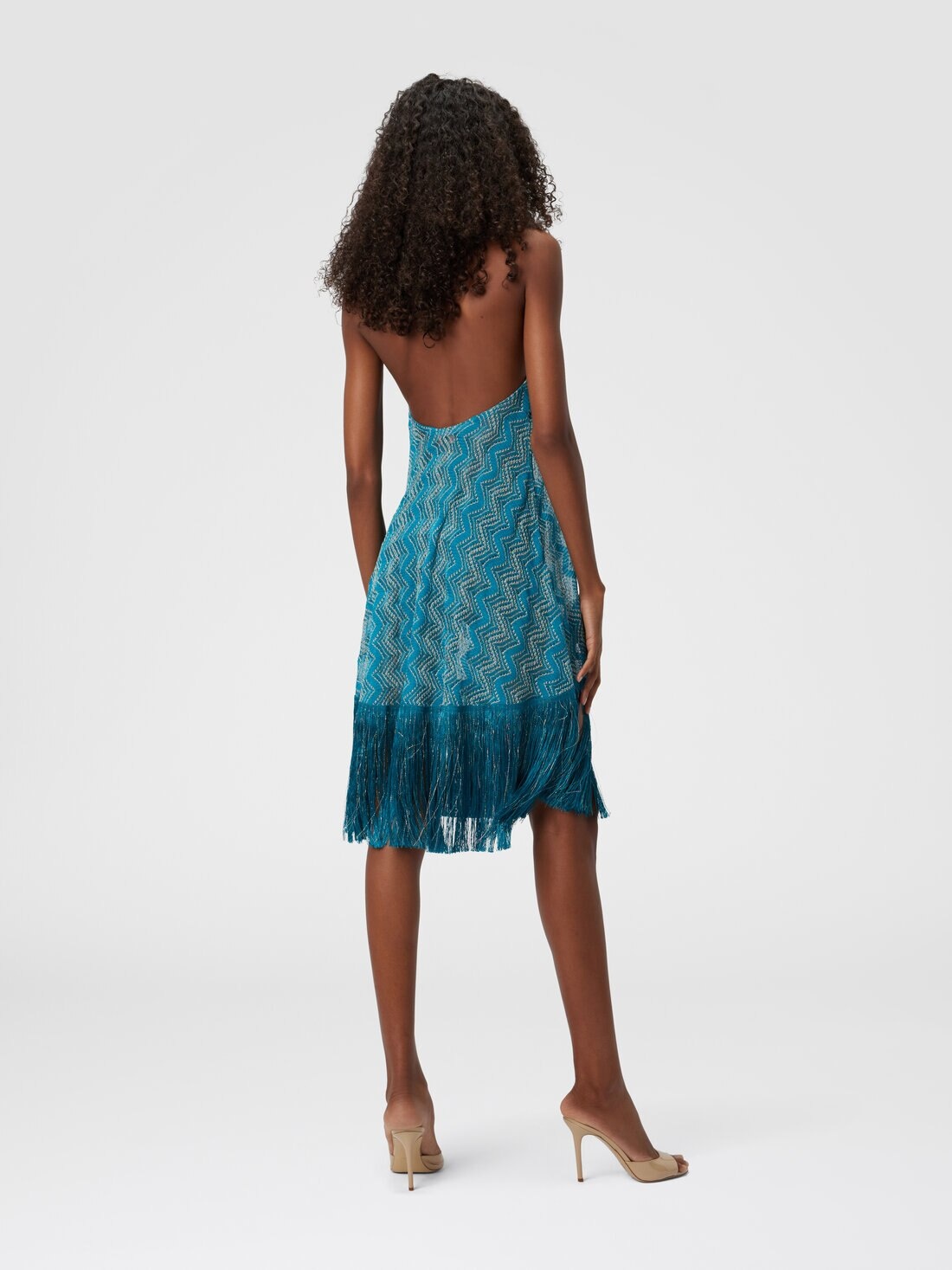 Cover-up dress in zig zag lamé viscose with fringes - 3