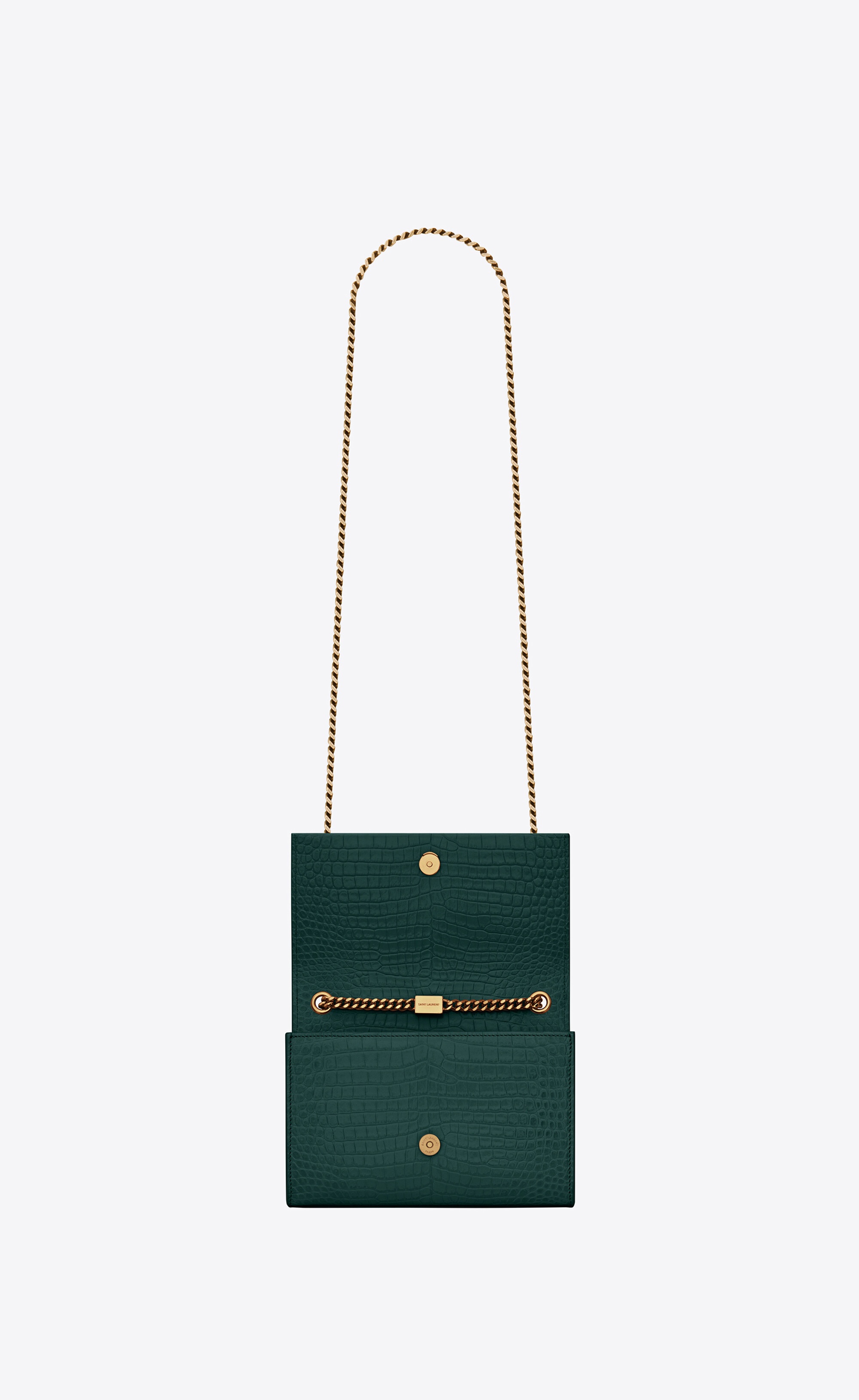 kate small chain bag with tassel in shiny crocodile-embossed leather - 5