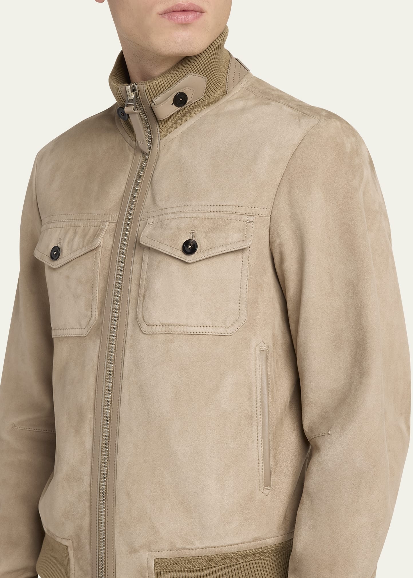 Suede Double-Pocket Bomber Jacket - 5