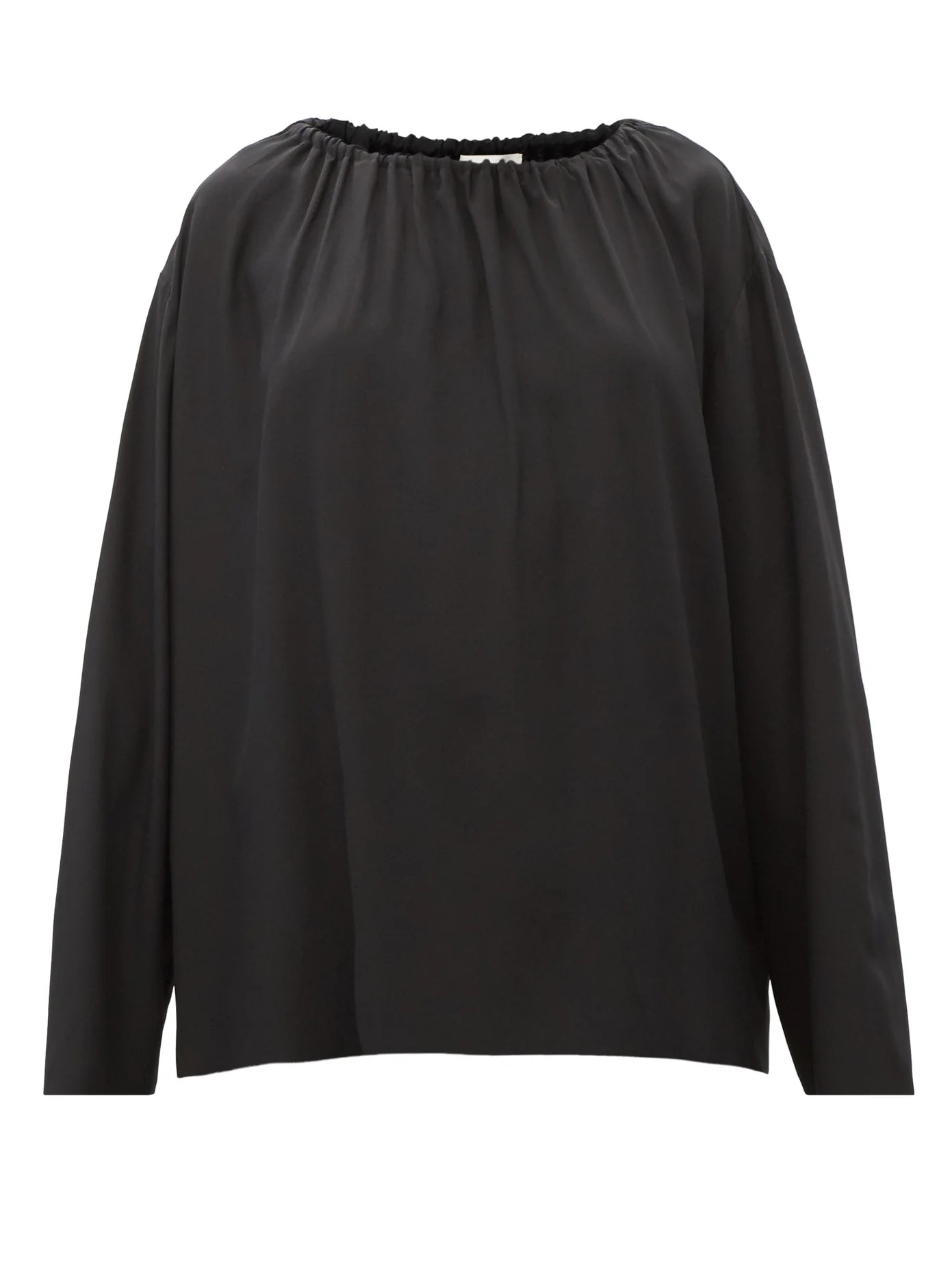 Campo gathered-neck long-sleeved silk blouse - 1