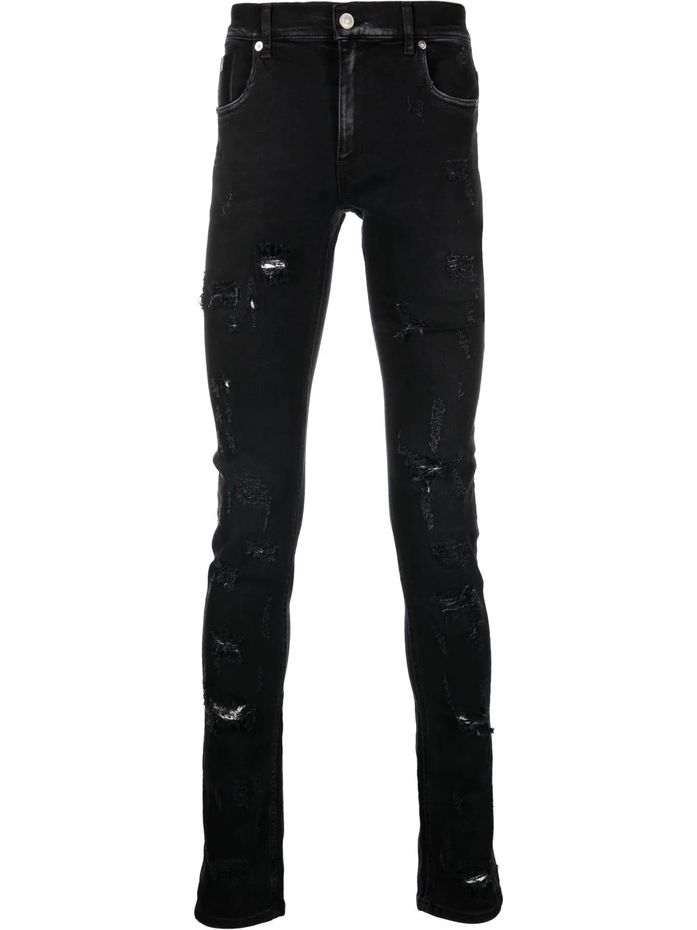 distressed low-rise skinny jeans - 1