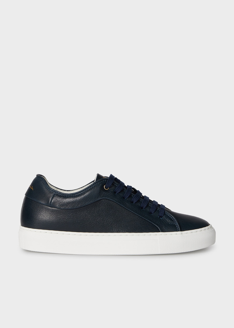 Women's Navy Basso Leather Trainers 1