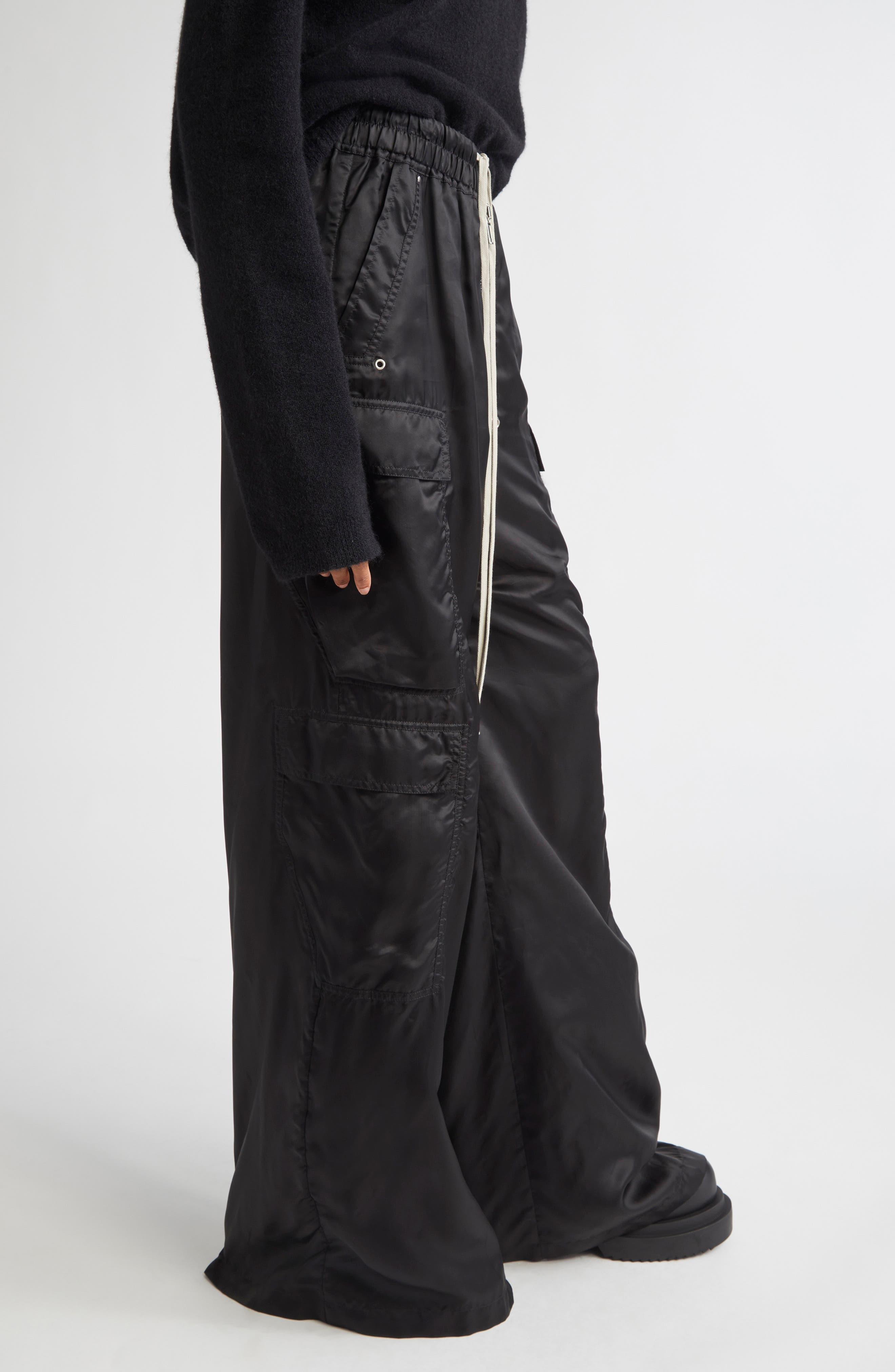 Rick Owens Cargobelas Satin Cargo Pants in Black at Nordstrom - 4