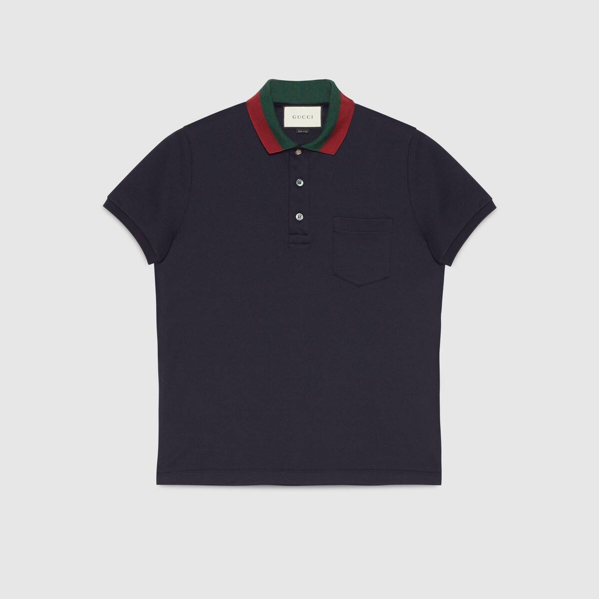 Cotton polo with Web collar - 1