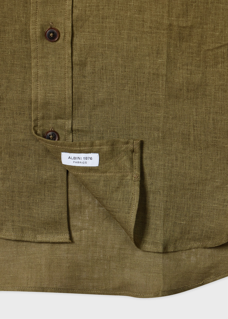 Khaki Linen Patch-Pocket Shirt 3