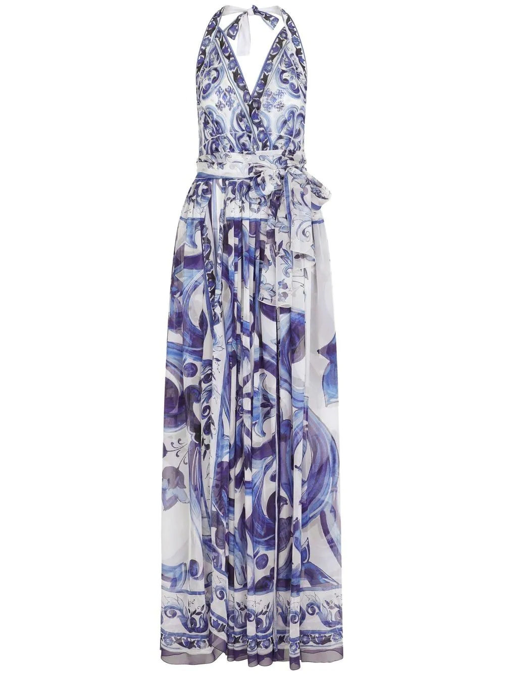 Majolica-print halterneck maxi dress - 1