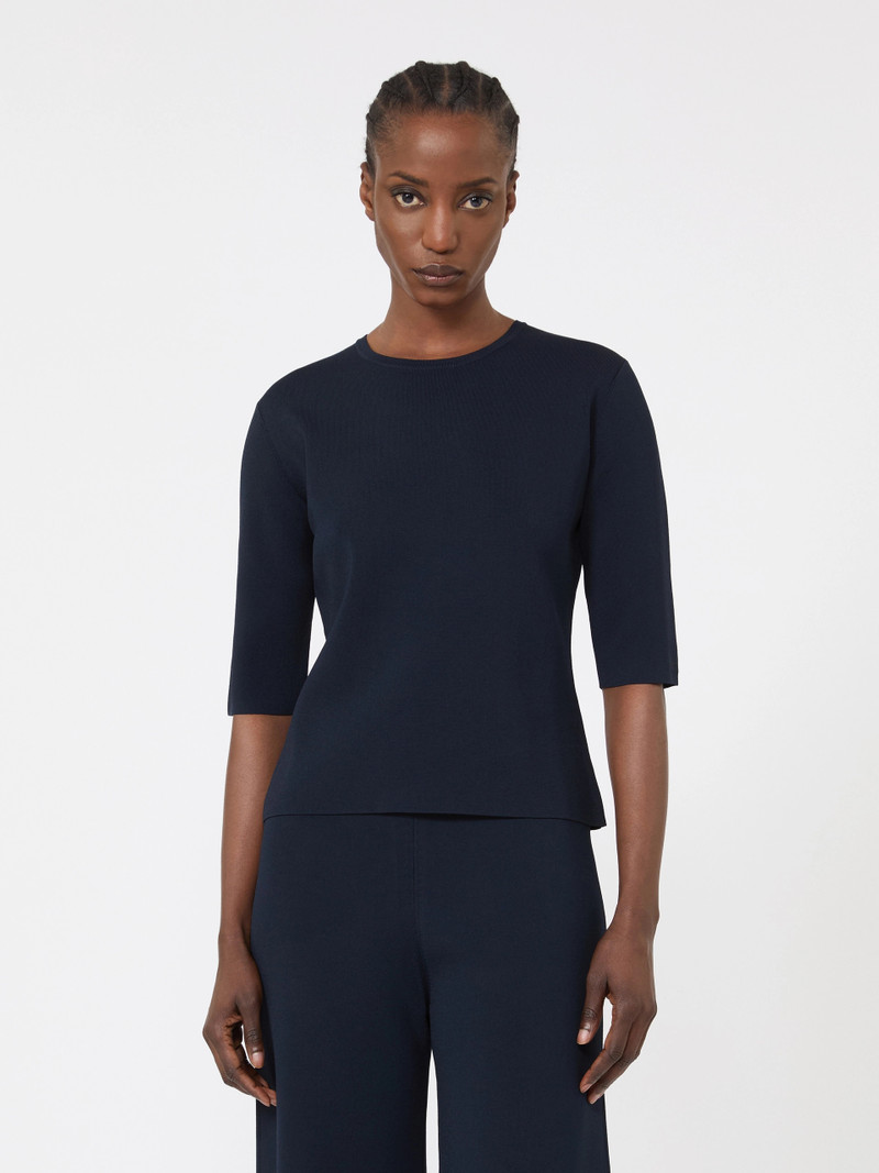 FAIDA Viscose crêpe crew-neck jumper - ULTRAMARINE 3
