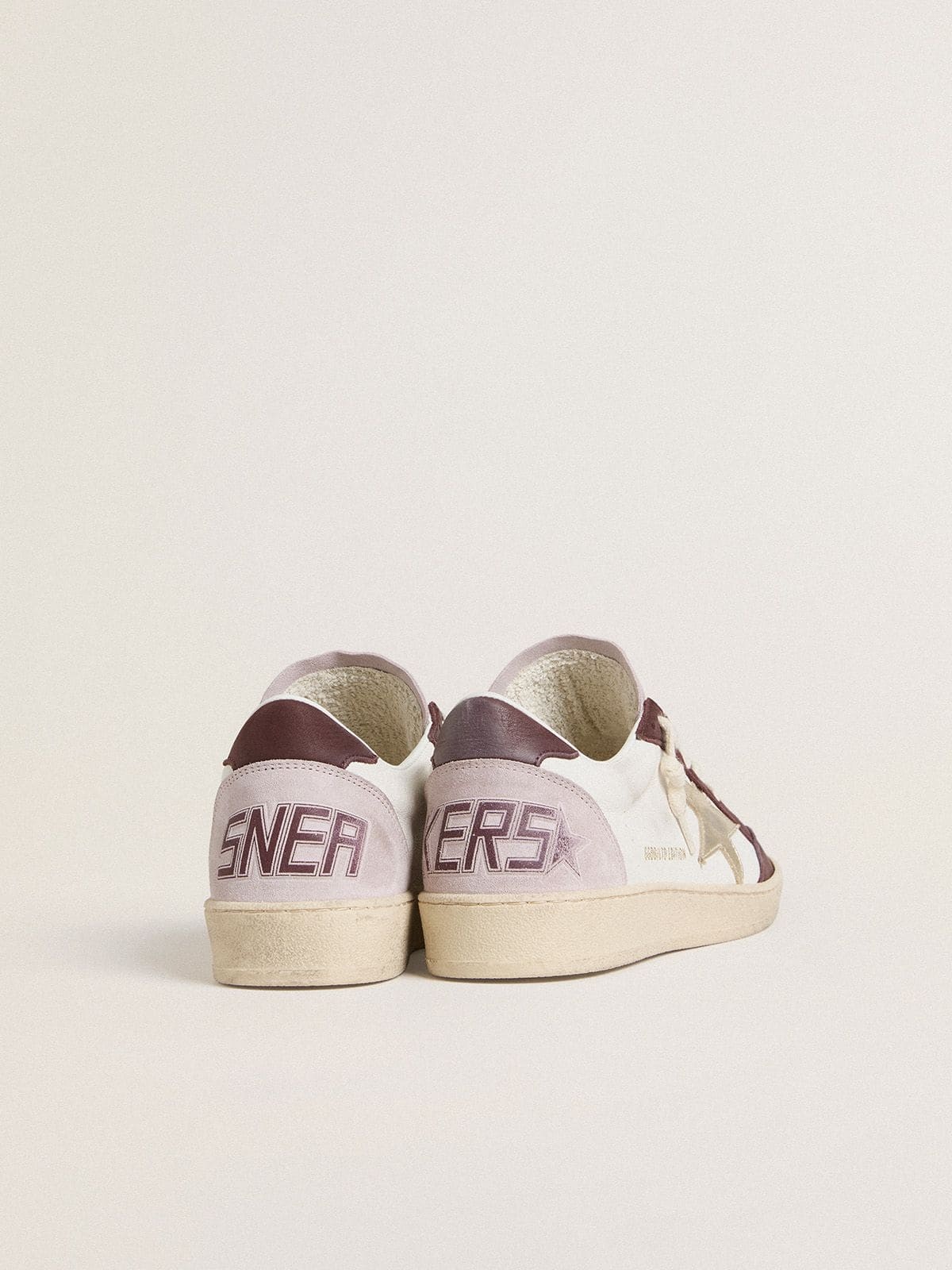 Women's Ball Star LTD in nappa with platinum foiled leather star and burgundy nubuck leather heel ta - 4