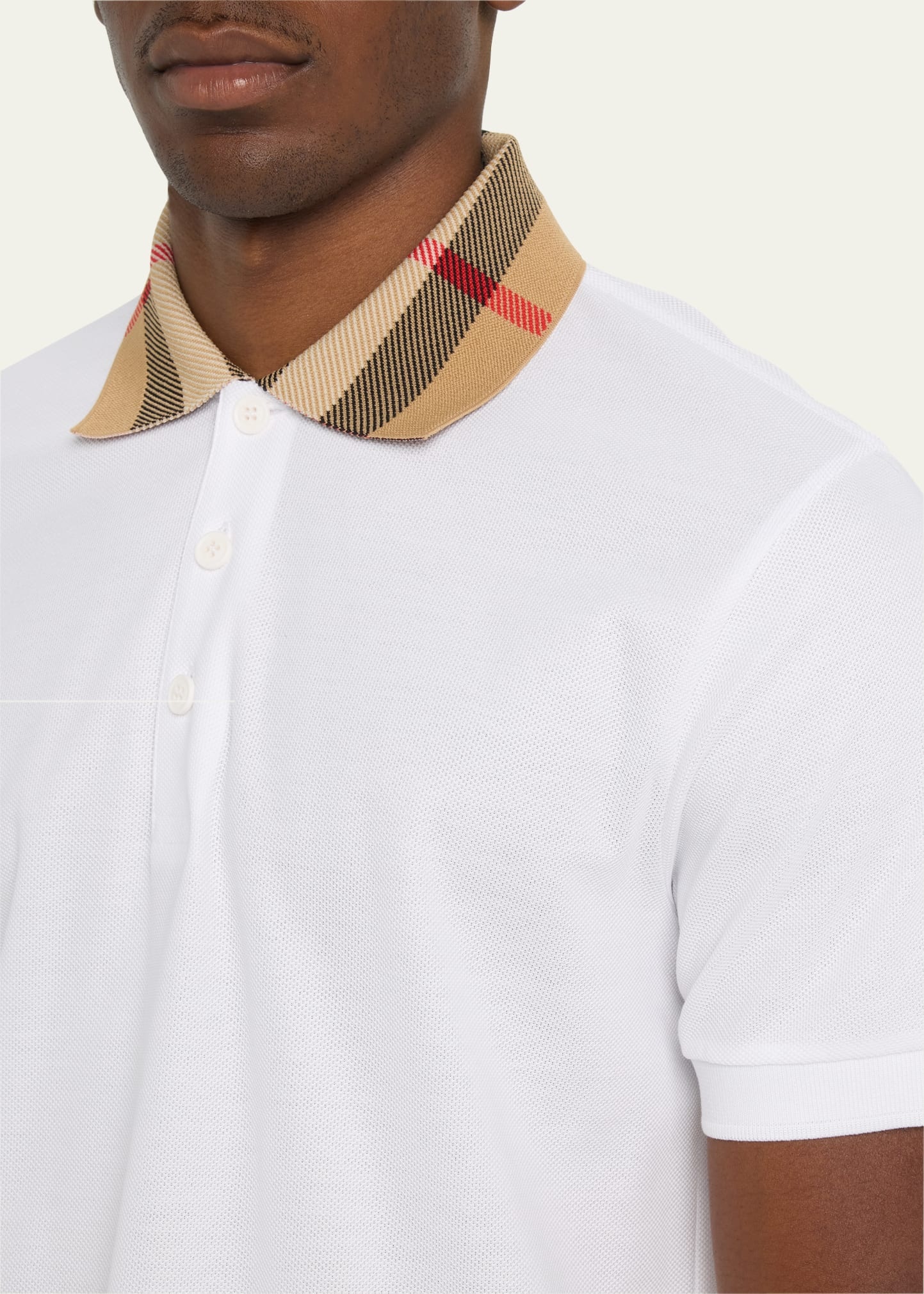Men's Pique Polo Shirt with Check Collar - 5