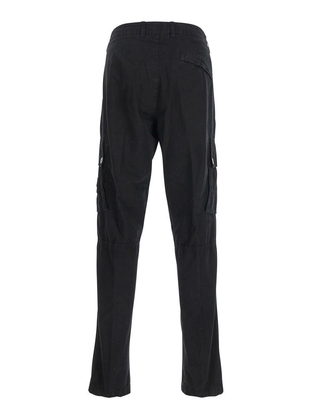 Stone Island Men Black Pants With Belt Loops And Logo Patch On The Side In Cotton Man - 2