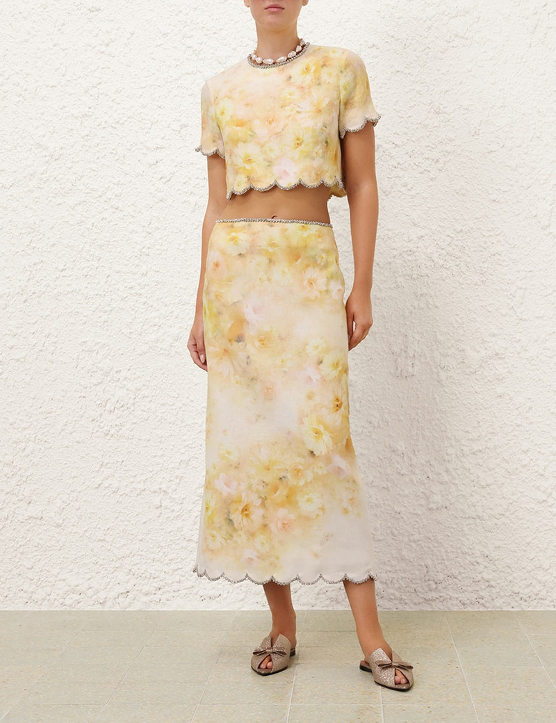 Zimmermann CRUSH SCALLOPED MIDI SKIRT outlook