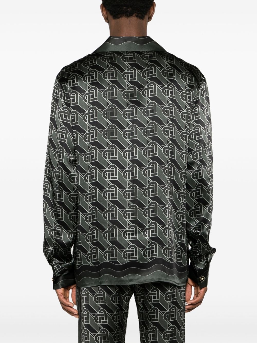 Heart Monogram-print silk shirt - 5