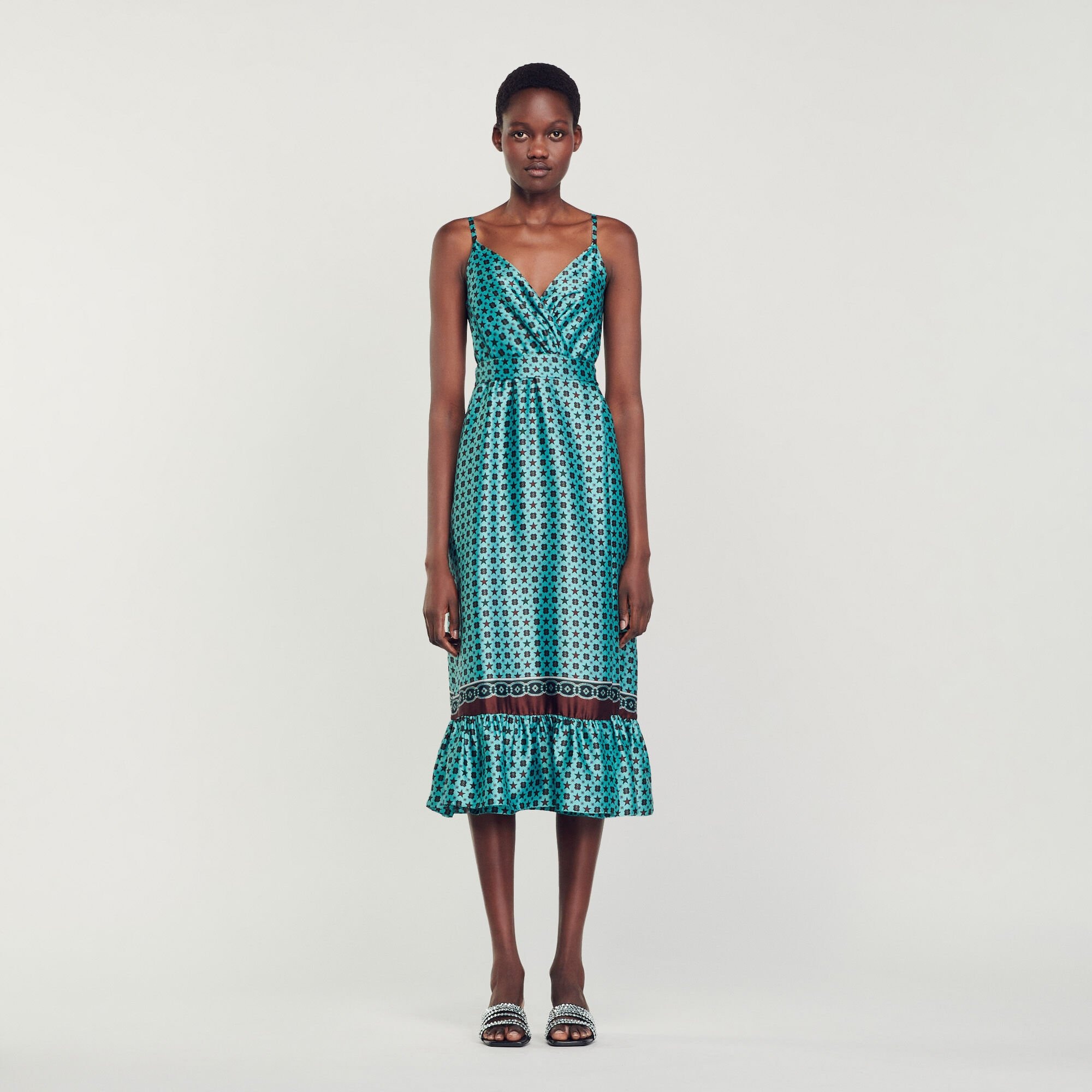 PRINTED SATIN MIDI DRESS - 3