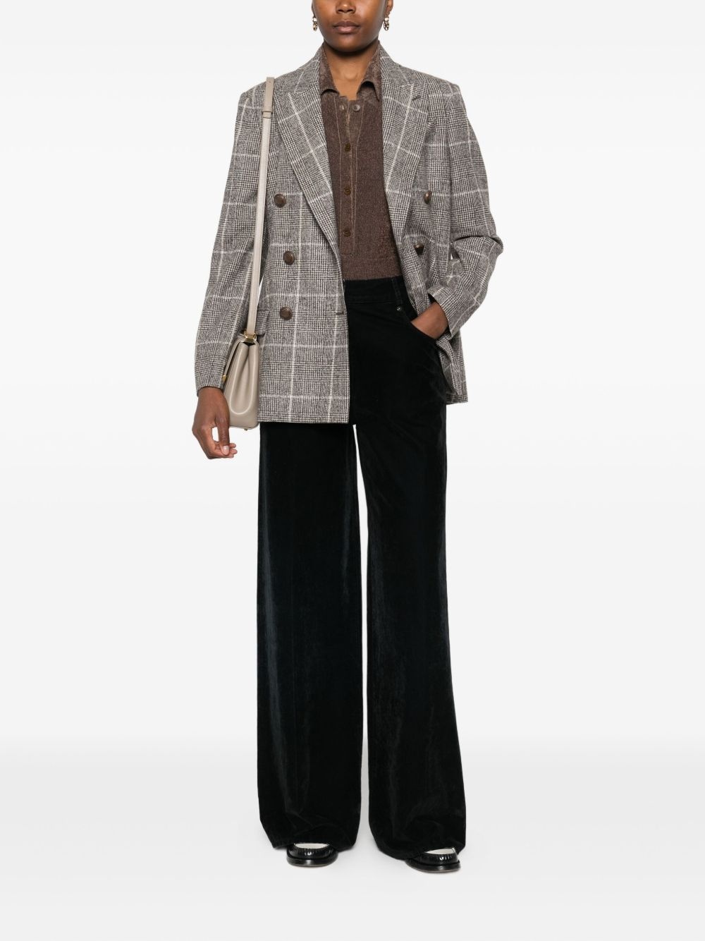 checked double-breasted blazer - 2