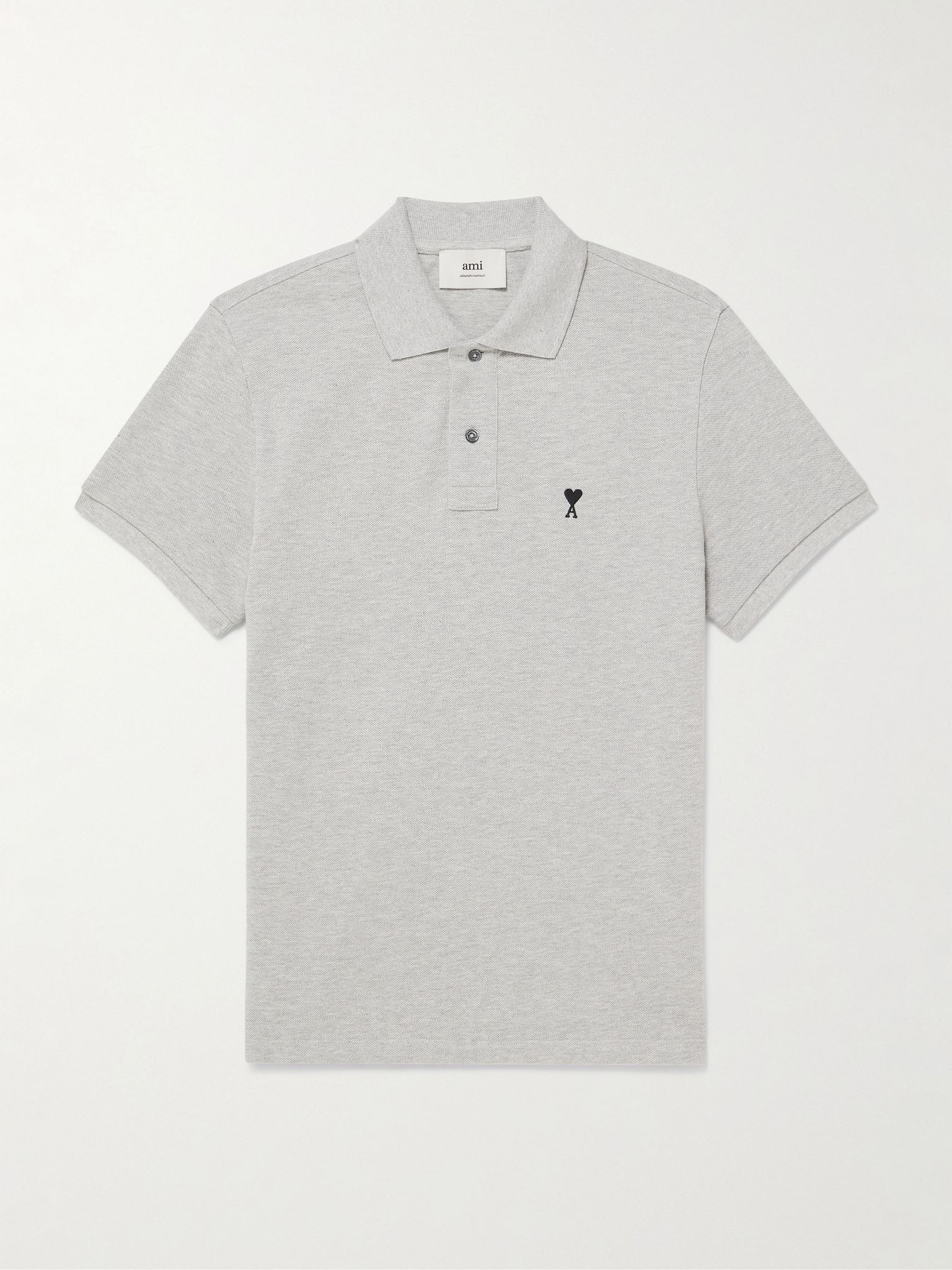 Logo-Embroidered Organic Cotton-Piqué Polo Shirt Gray - 1