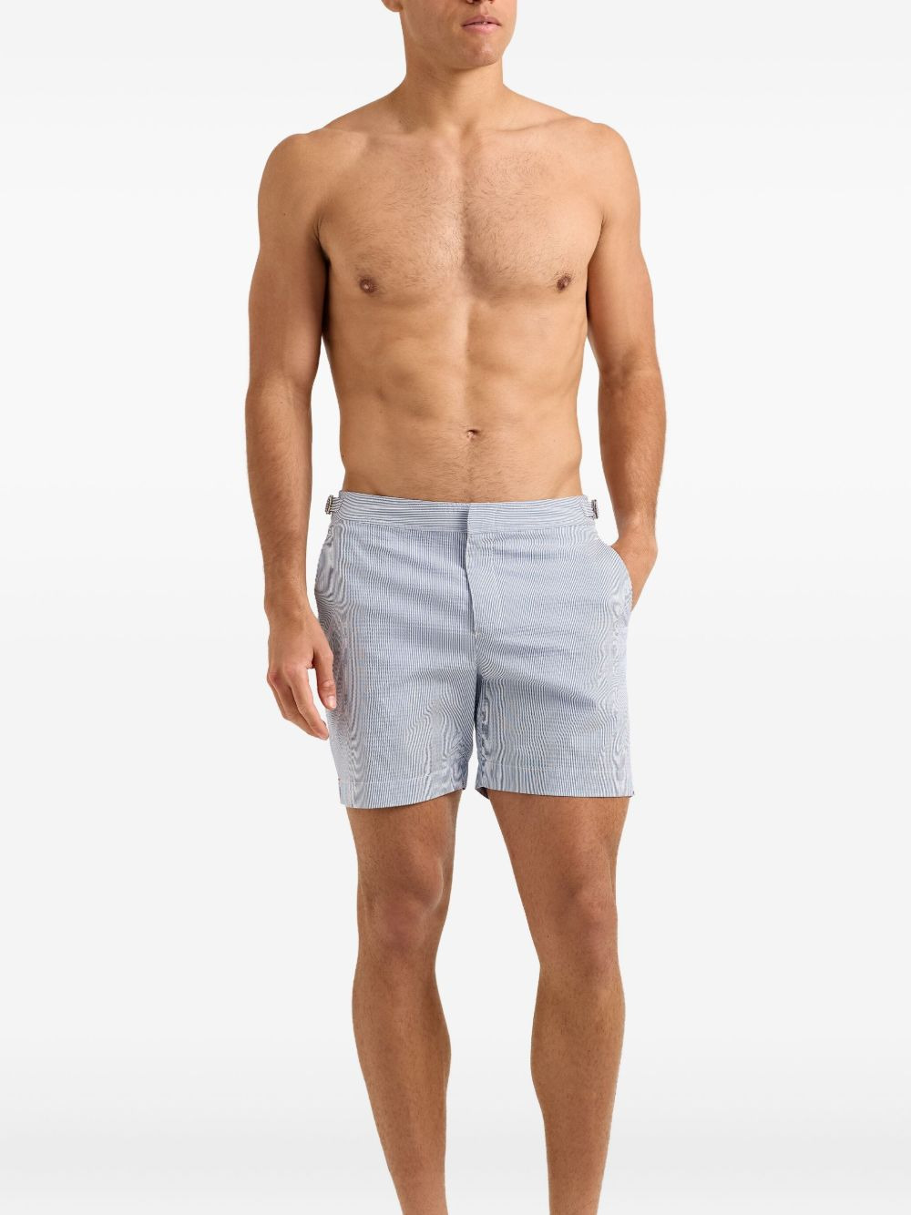 Bulldog stripe seersucker swim shorts - 2