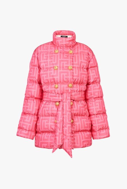 Balmain x Barbie - Nylon quilted coat with light pink monogram - 1