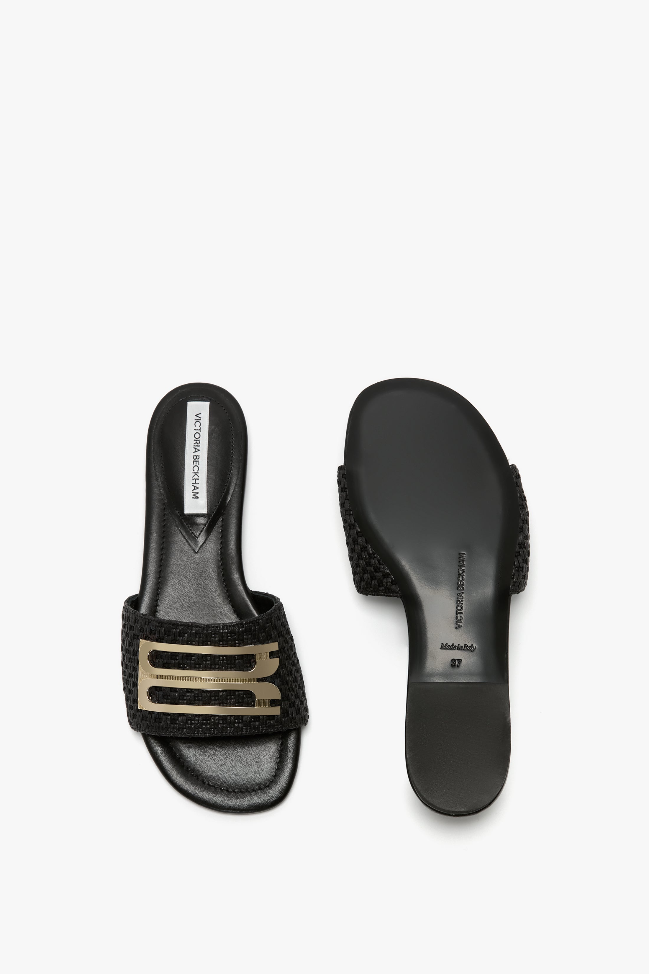 B Buckle Slide In Black Leather - 5