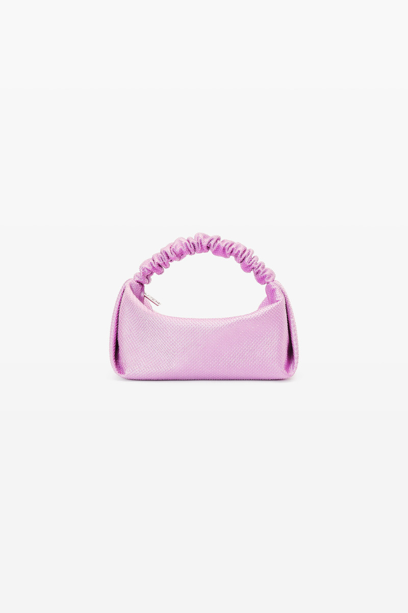 SCRUNCHIE MINI BAG IN SATIN WITH CLEAR BEADS - 1