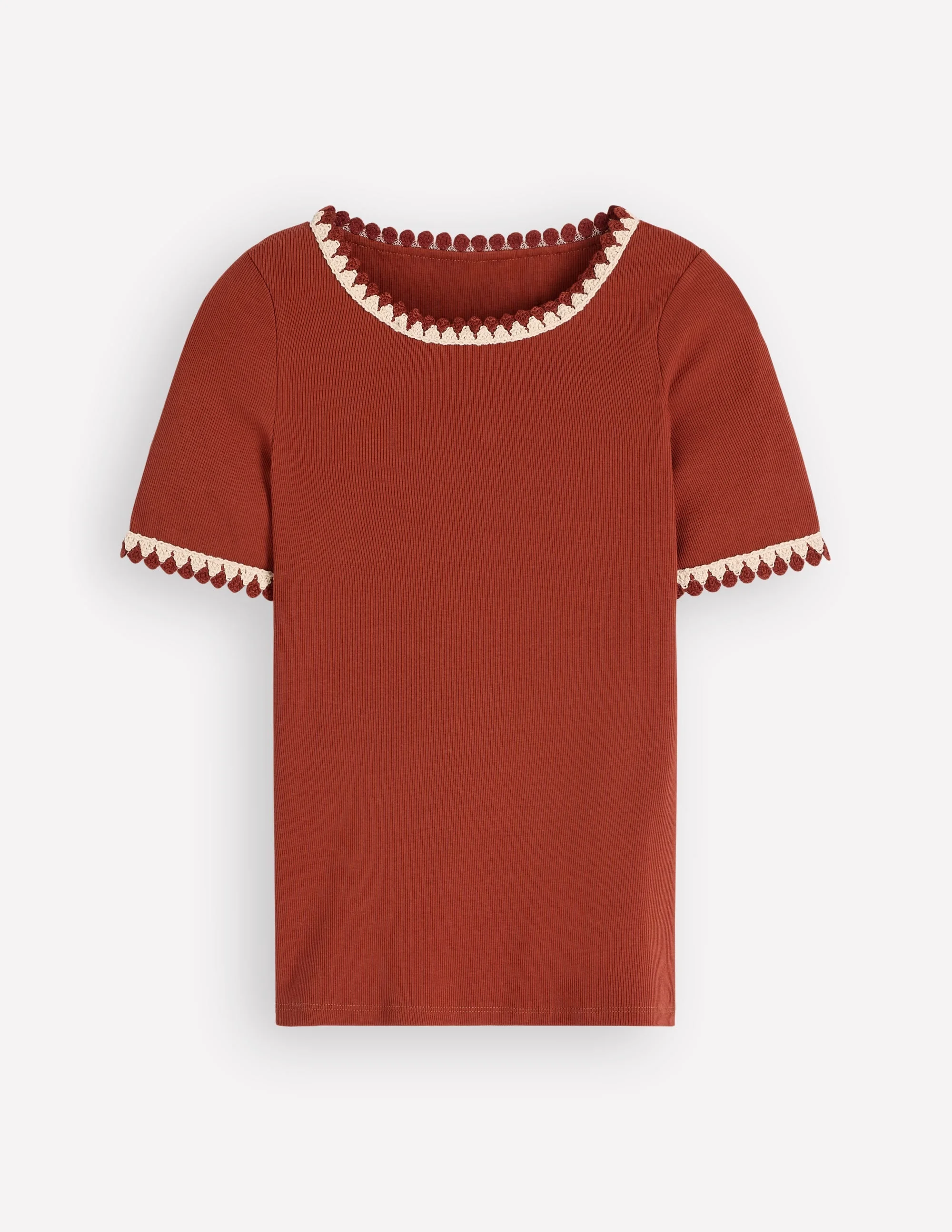 Maddie Trim Detail T-Shirt-Burnt Orange - 1