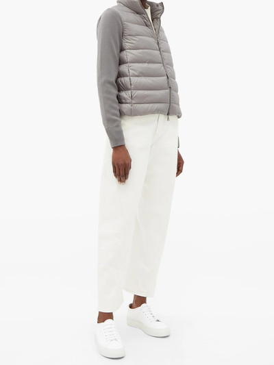 Moncler Contrasting wool and quilted-down zip cardigan outlook