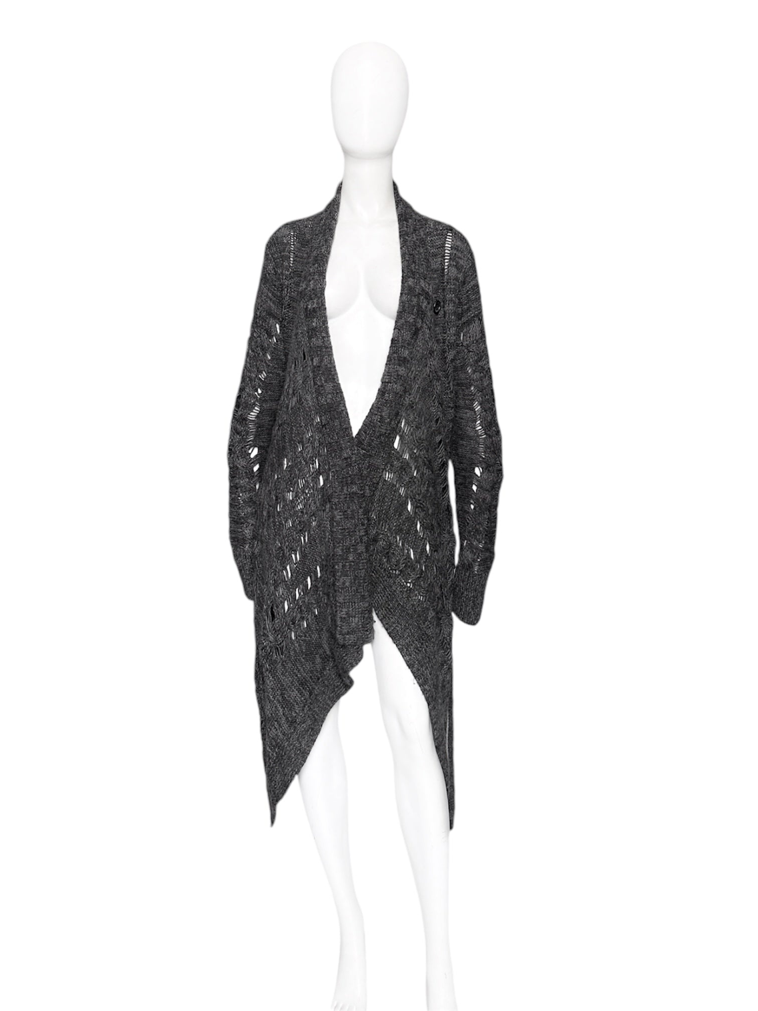 Ann Demeulemeester Fall 2010 Asymmetrical Alpaca Knit Long Cardigan - 7
