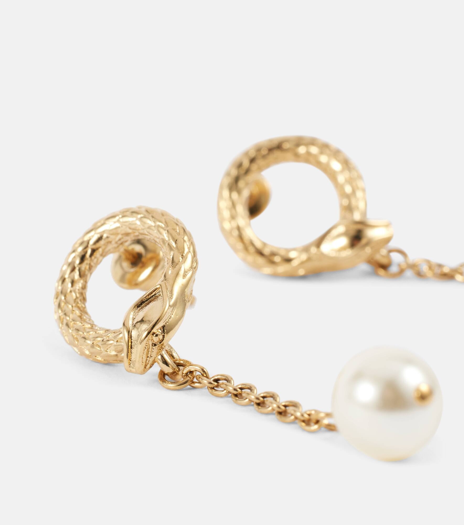 Chloé Snake faux pearls drop earrings - 4