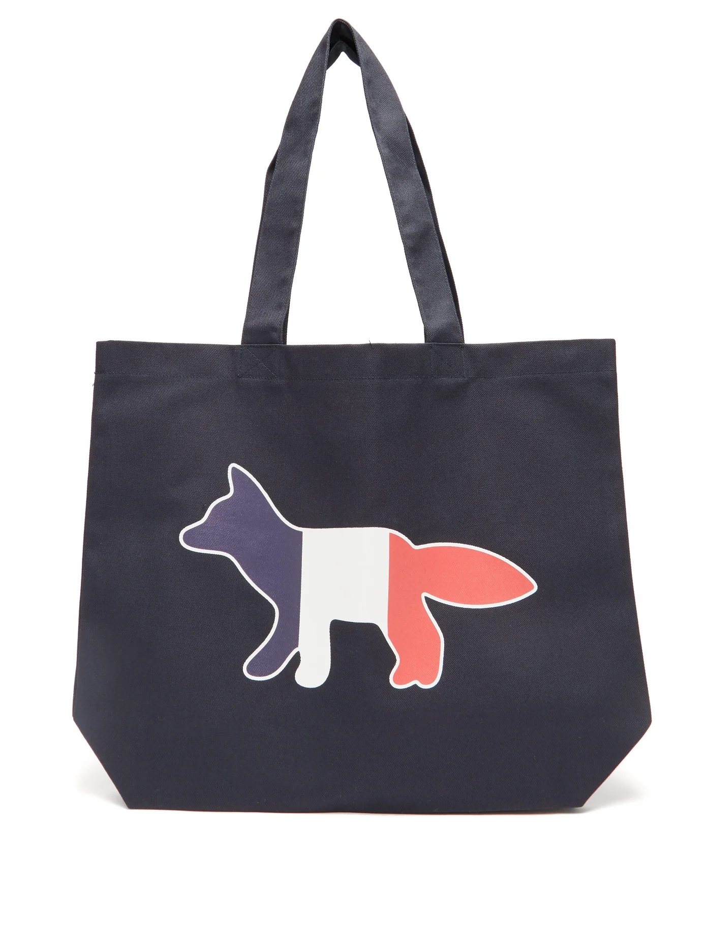 Tricolour Fox-print canvas tote bag - 1