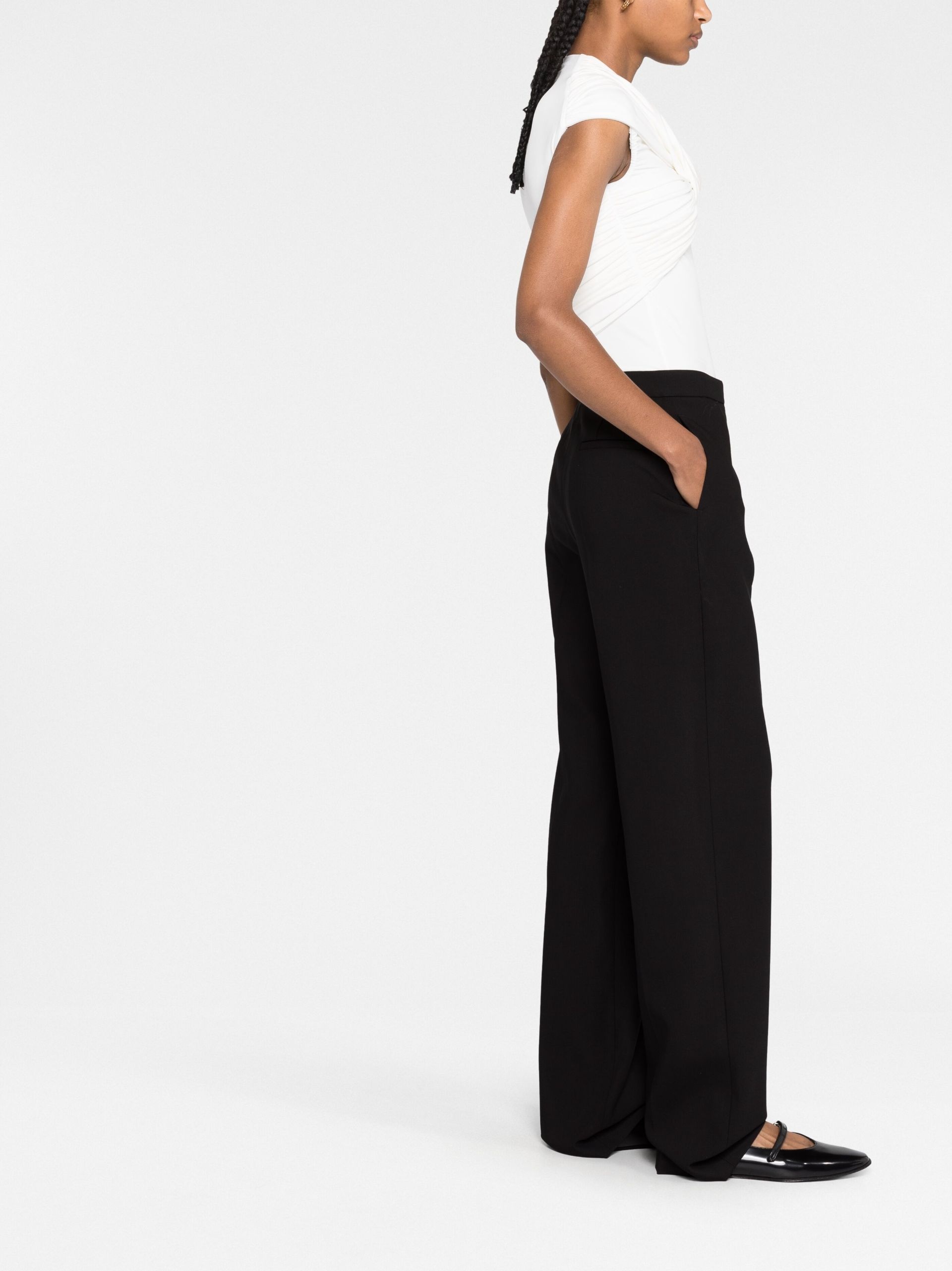 Black Amie Straight Tailored Trousers - 6