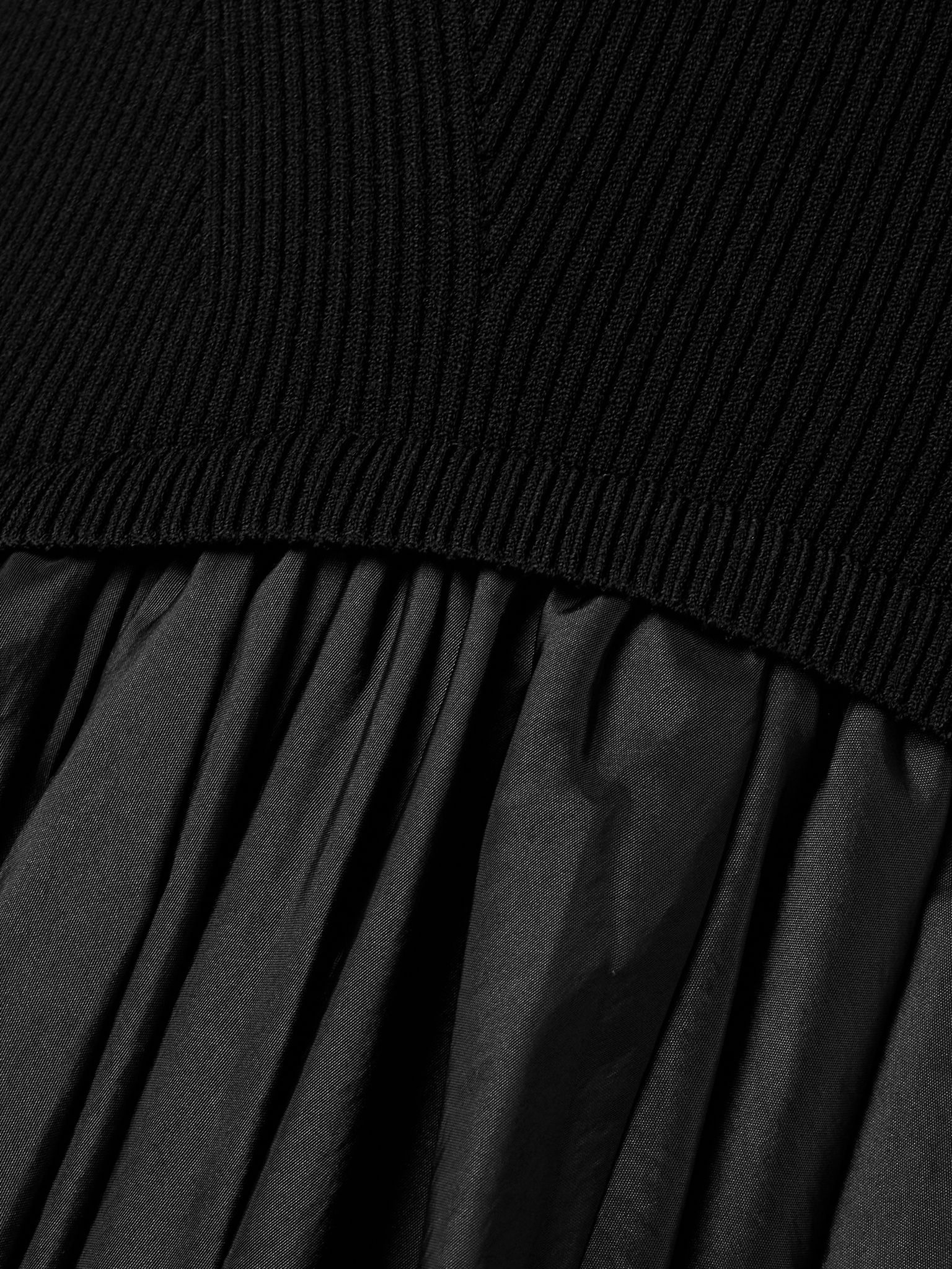 Kenlie ribbed-knit and taffeta midi dress Black - 4