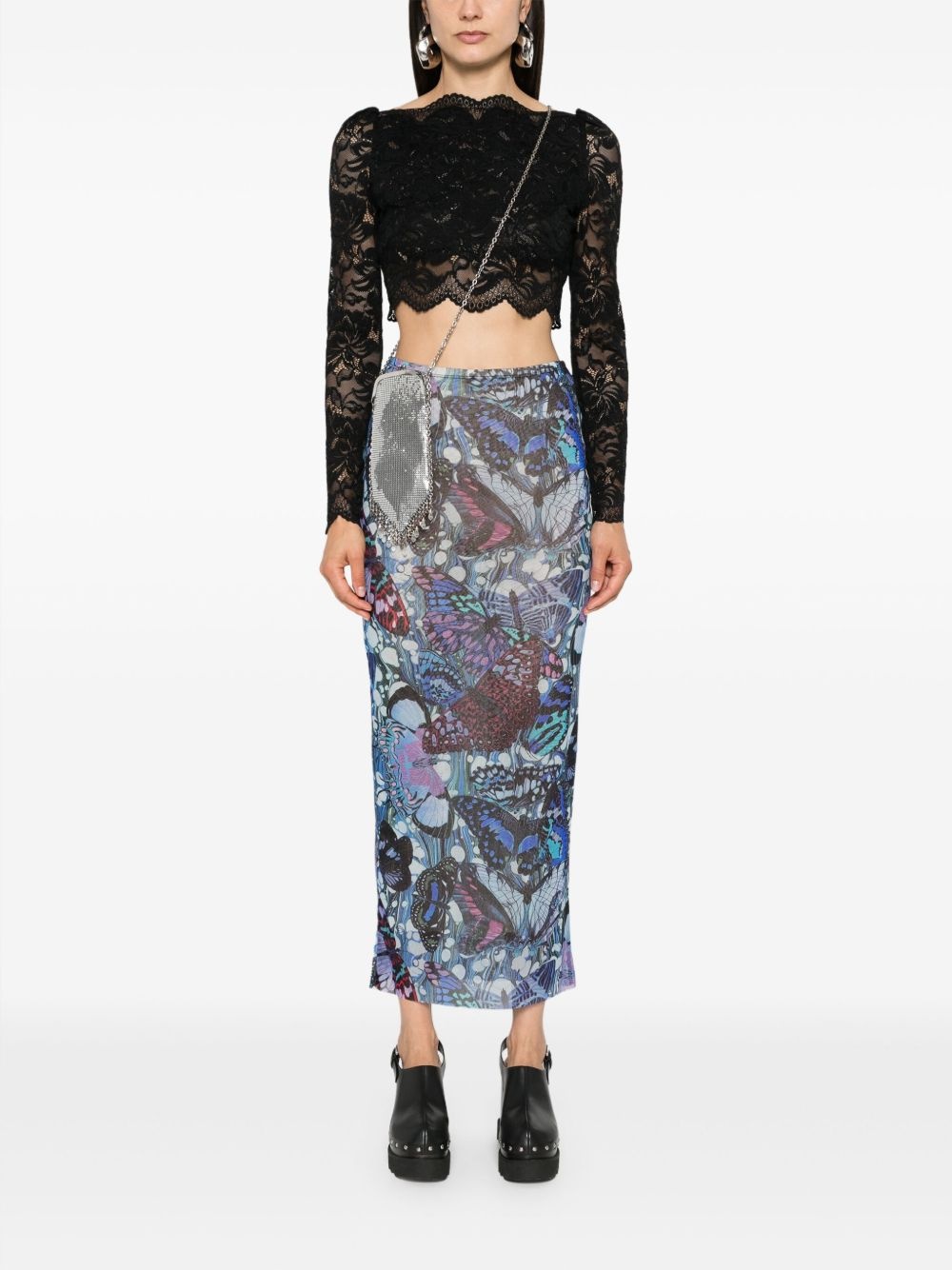 floral-lace cropped top - 2