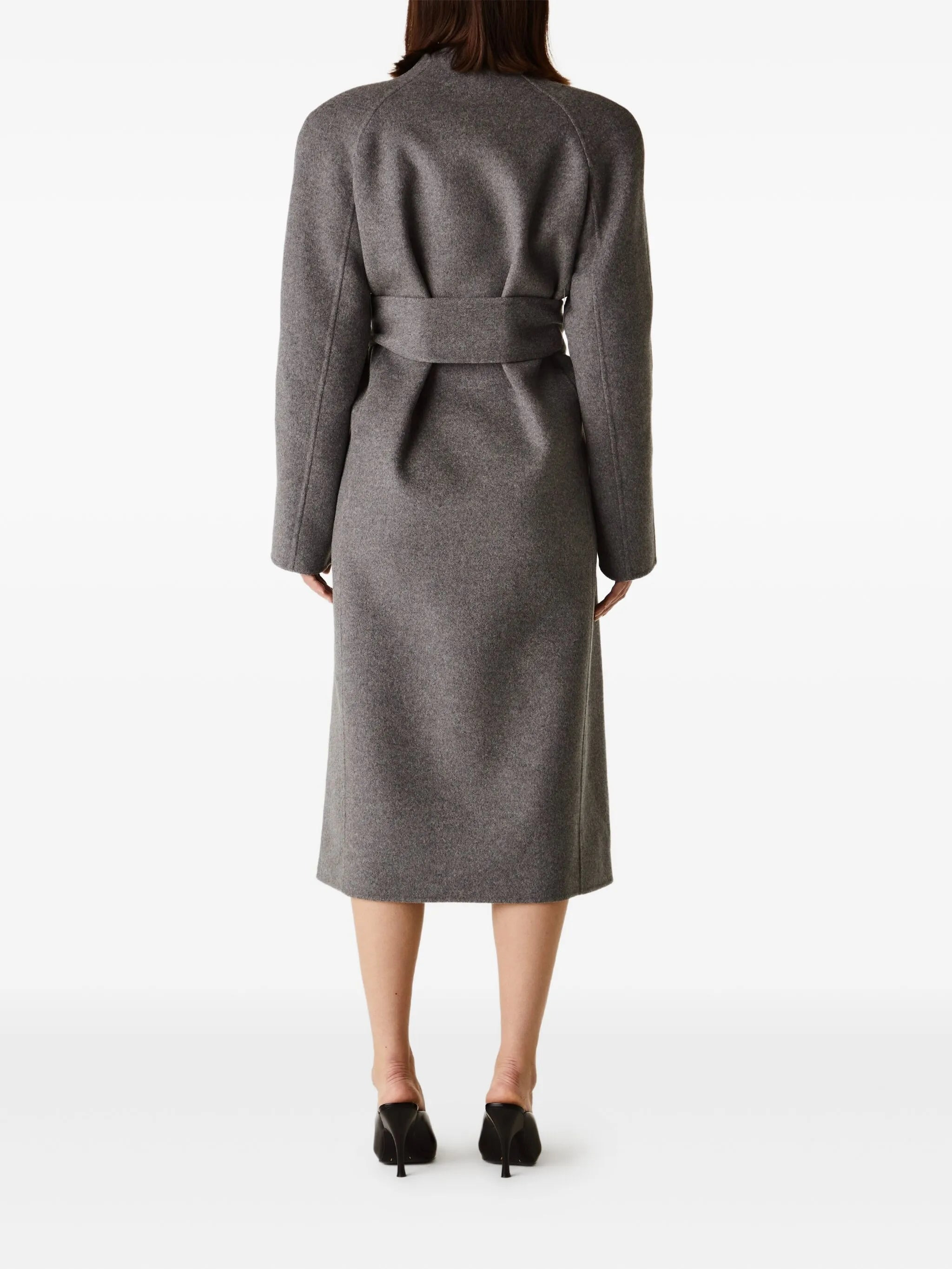 belted wool single-breasted coat - 3