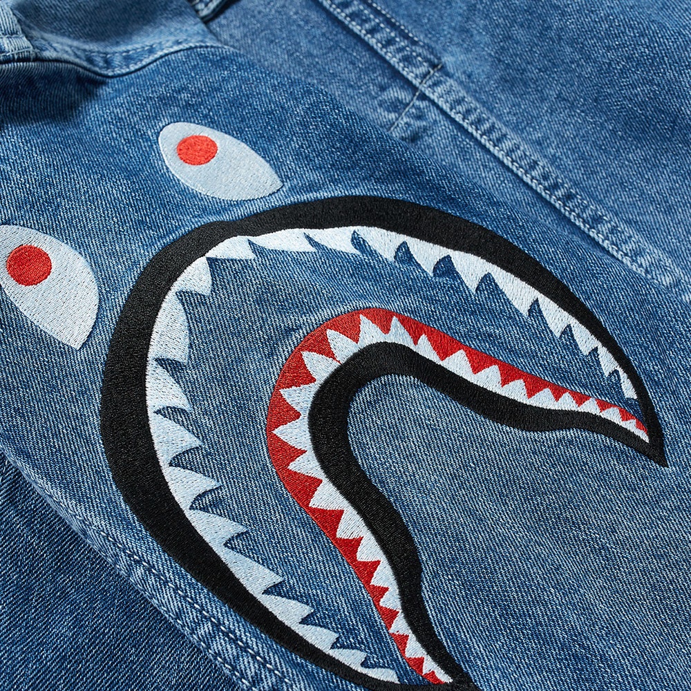 A Bathing Ape Shark Embroidery Denim Jacket - 3