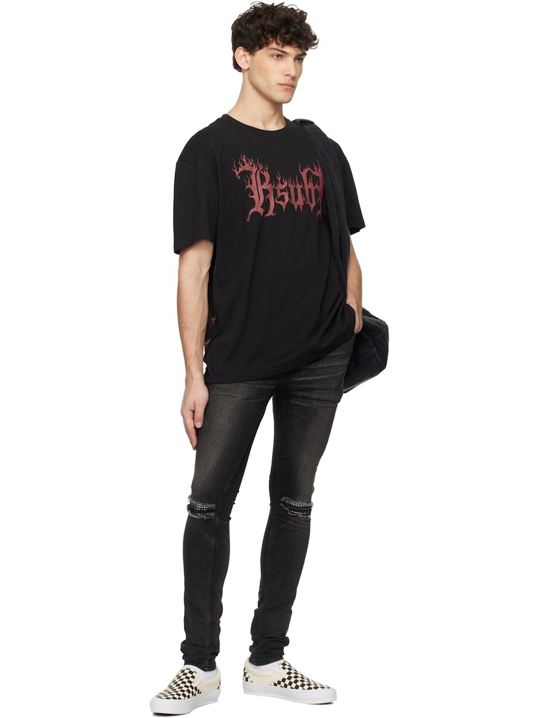 Black Van Winkle Tarr Repair Jeans - 4