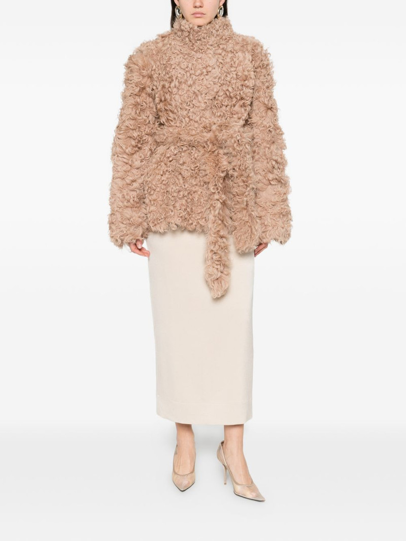 NOUR HAMMOUR Elsa belted fur coat outlook
